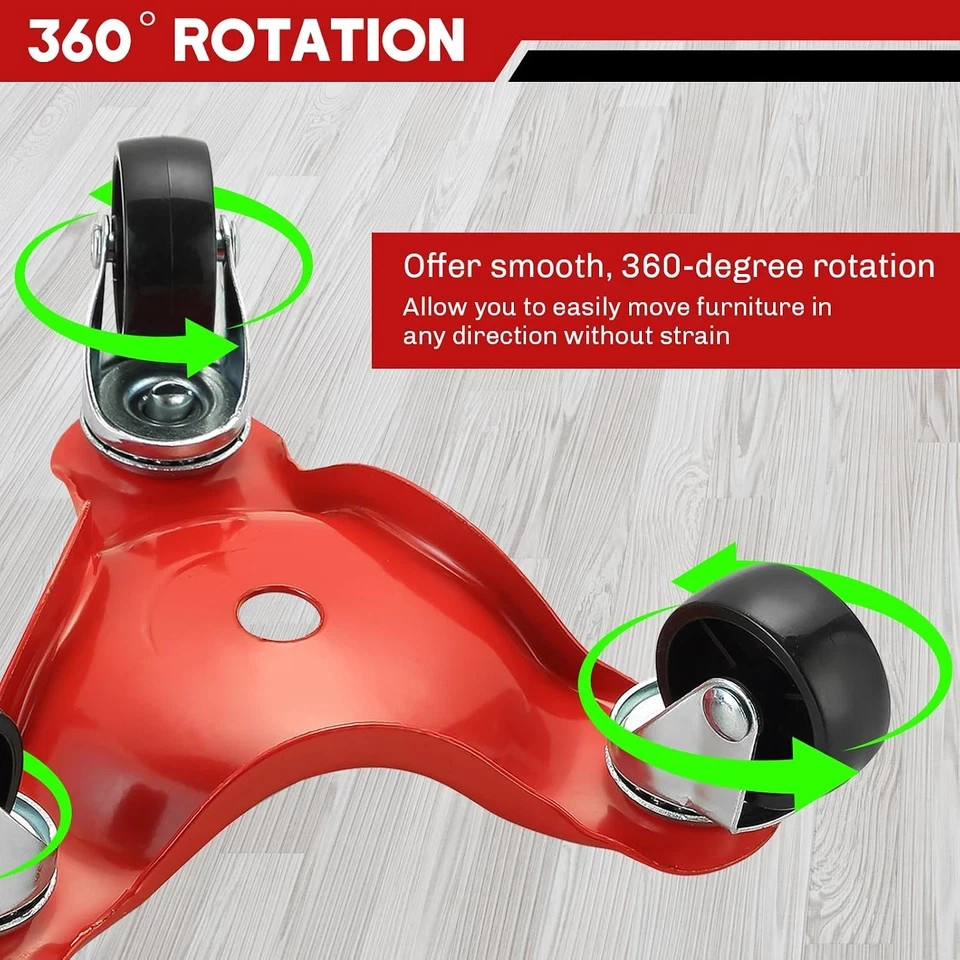 4 Pack Steel Tri-Dolly | 220 lbs Load Capacity, 3 Wheel Furniture Mover Dolly…