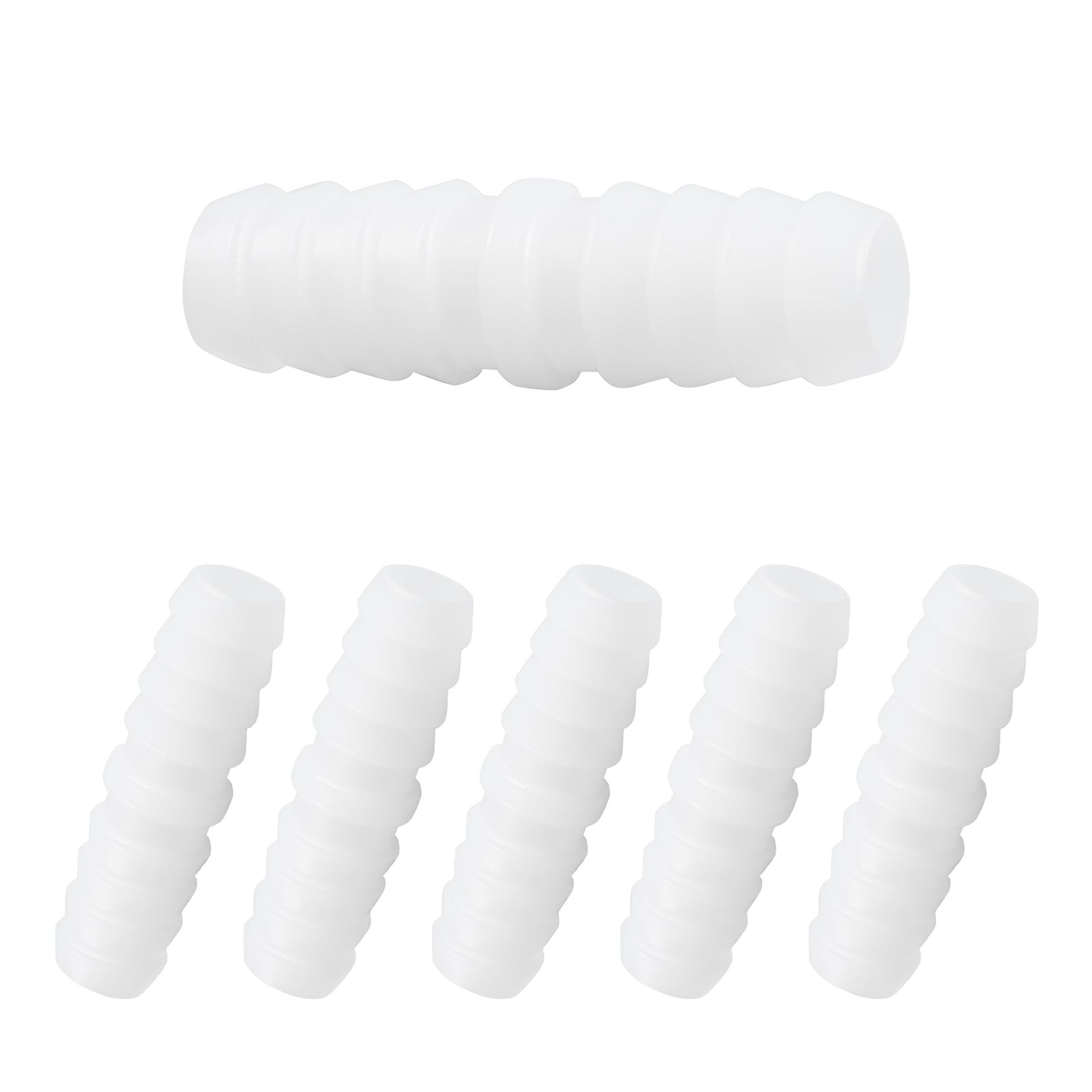 AUXBC 6Pcs 3/8″ x Plastic Hose Barb Fittings, Barbed x 3/8″, White