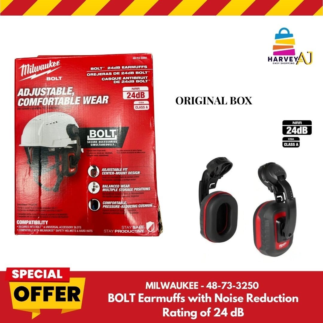 Milwaukee- 48-73-3250- Bolt Earmuffs with Noise Reduction Rating of 24 dB