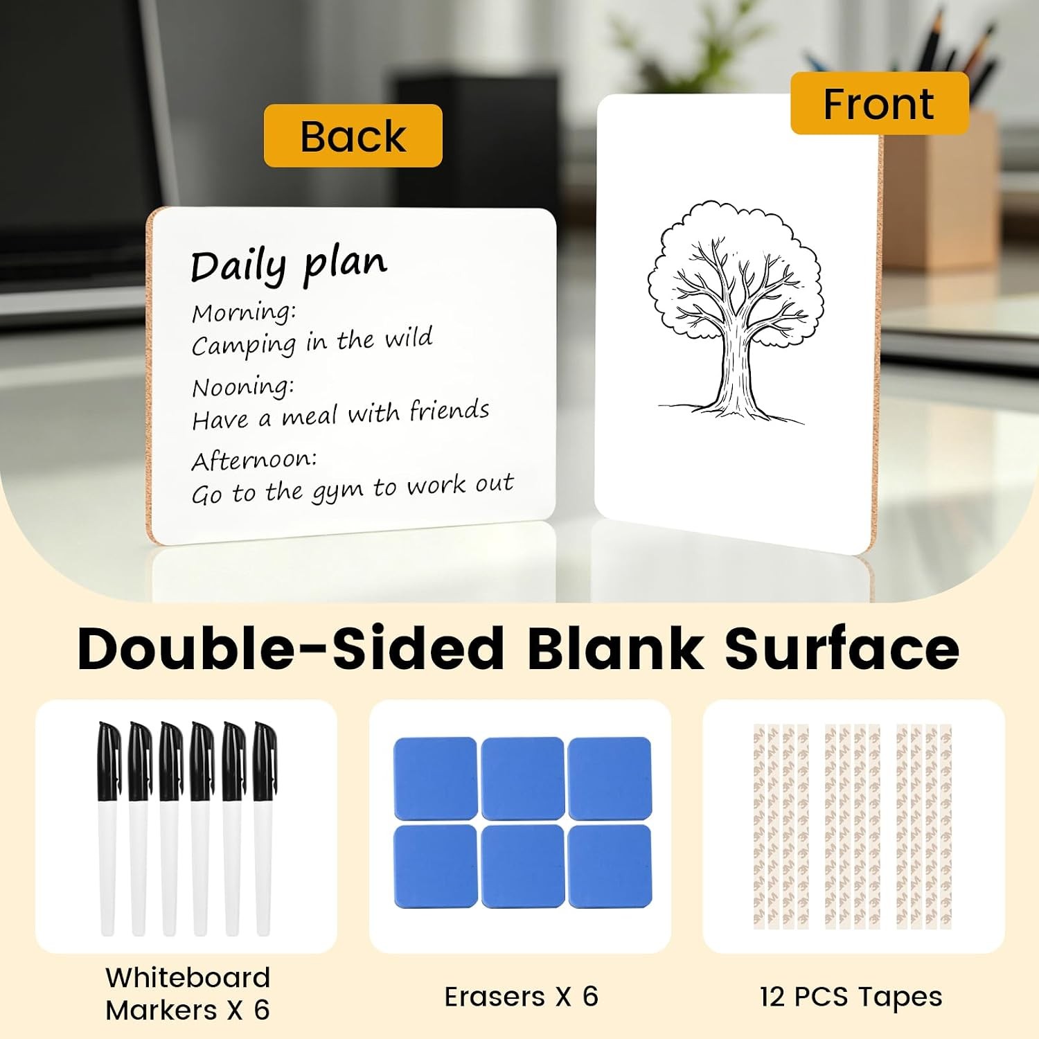 Small White Board Dry Erase Boards for Students, 6 Pack 9″ x 12″ Double Sided