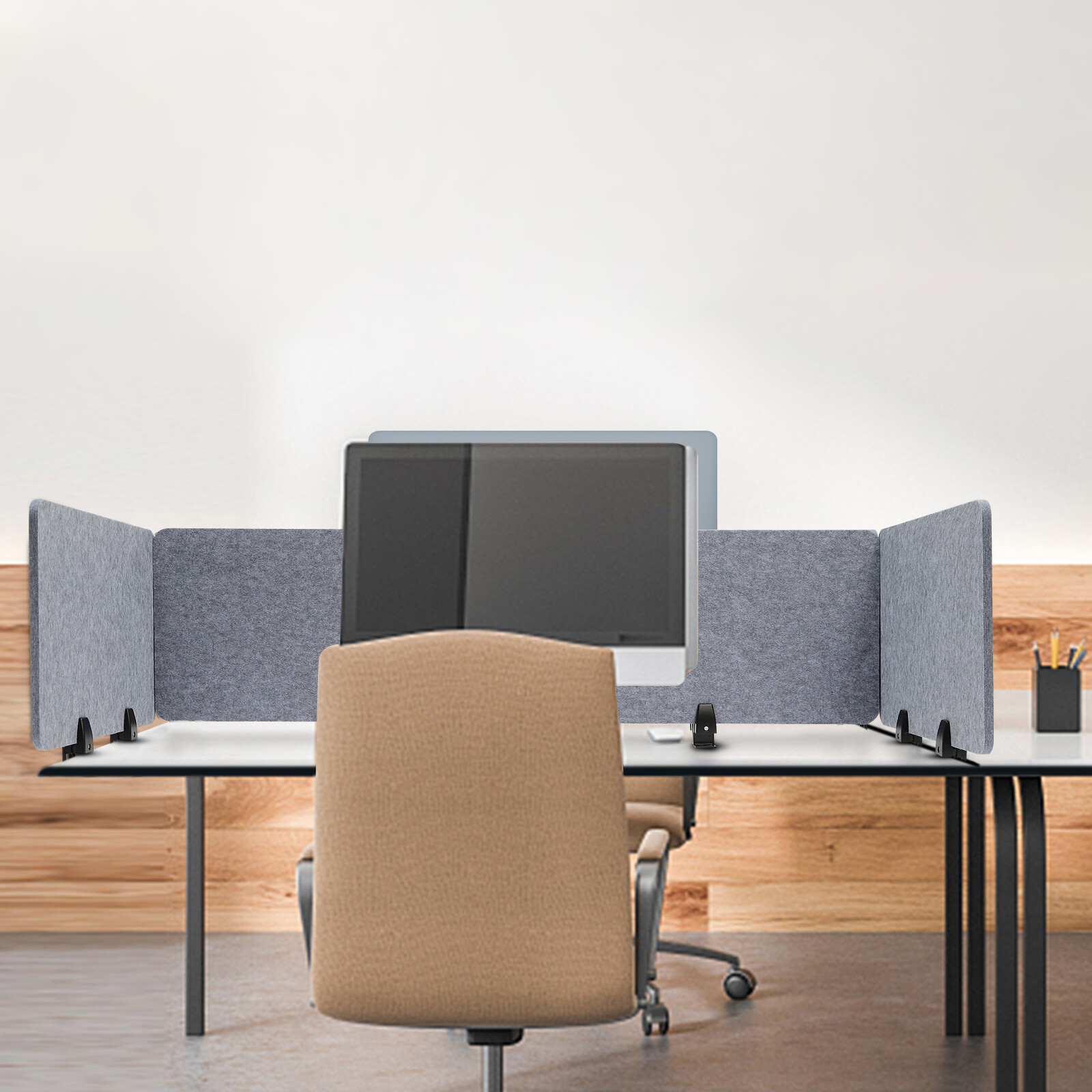 Stand Up Desk Acoustic Desk Divider Mounted Privacy Panel (Gray, 23.6″ x 16″)
