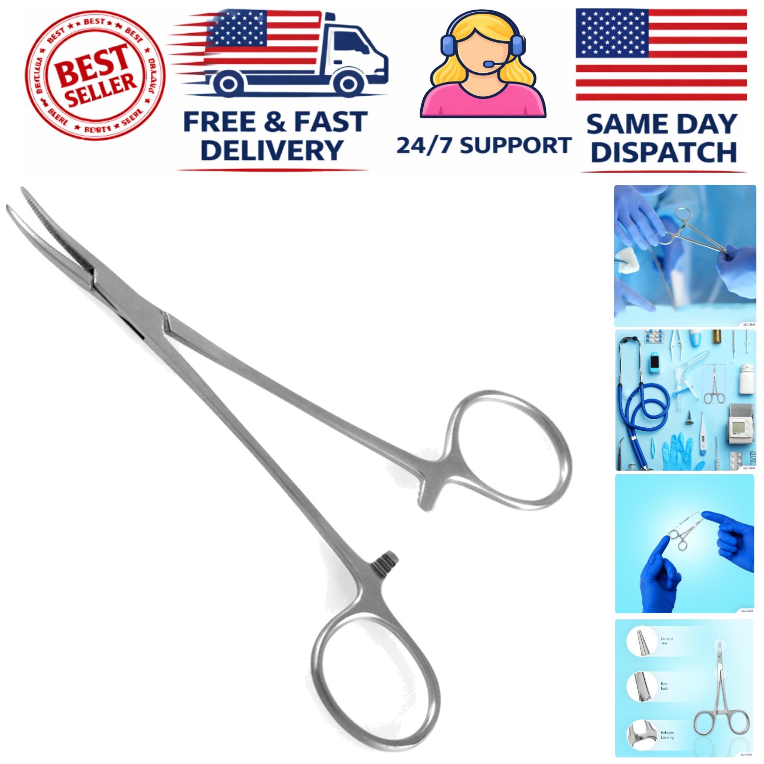 Curved and Straight Stainless Steel Forceps – Essential Fishing Tools