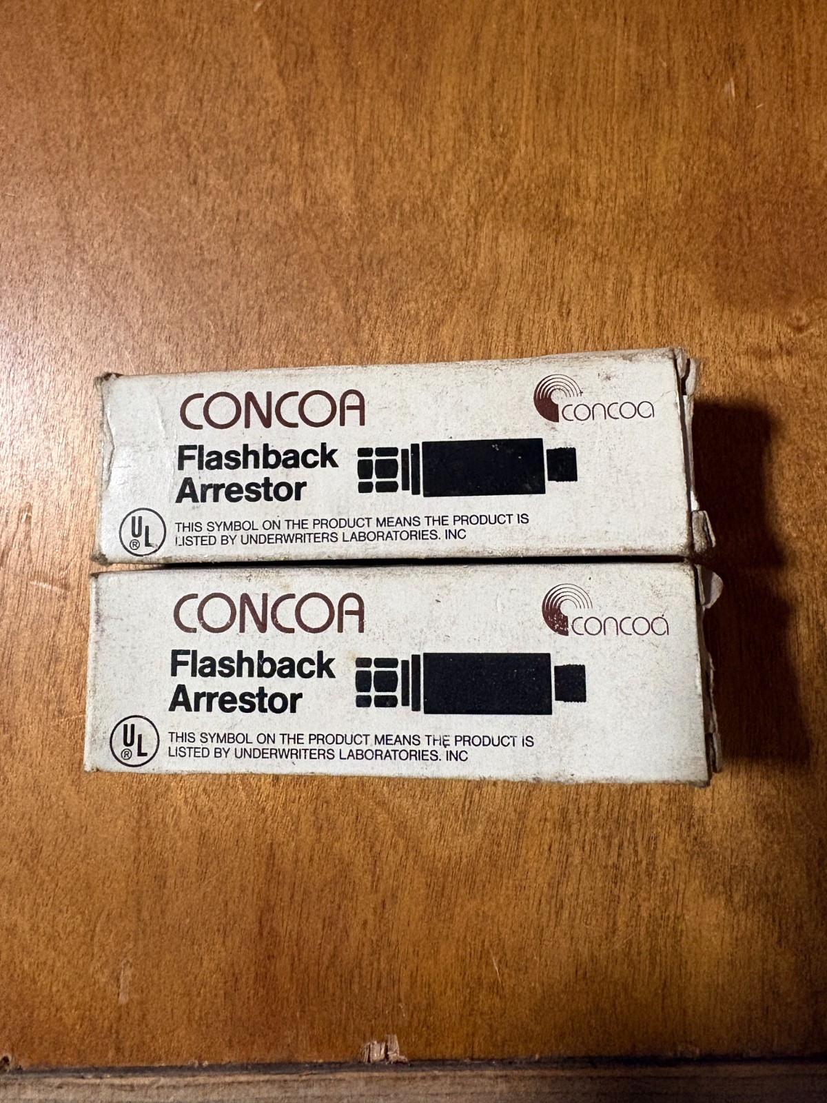 Pair of Concoa flashback arrestors, 8010539 , 8010536, oxygen acetylene unused