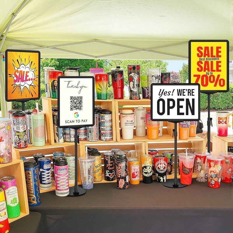 6Pack Sign Stand for Display 8.5×11 Adjustable Poster Stand for Table Top &Floor