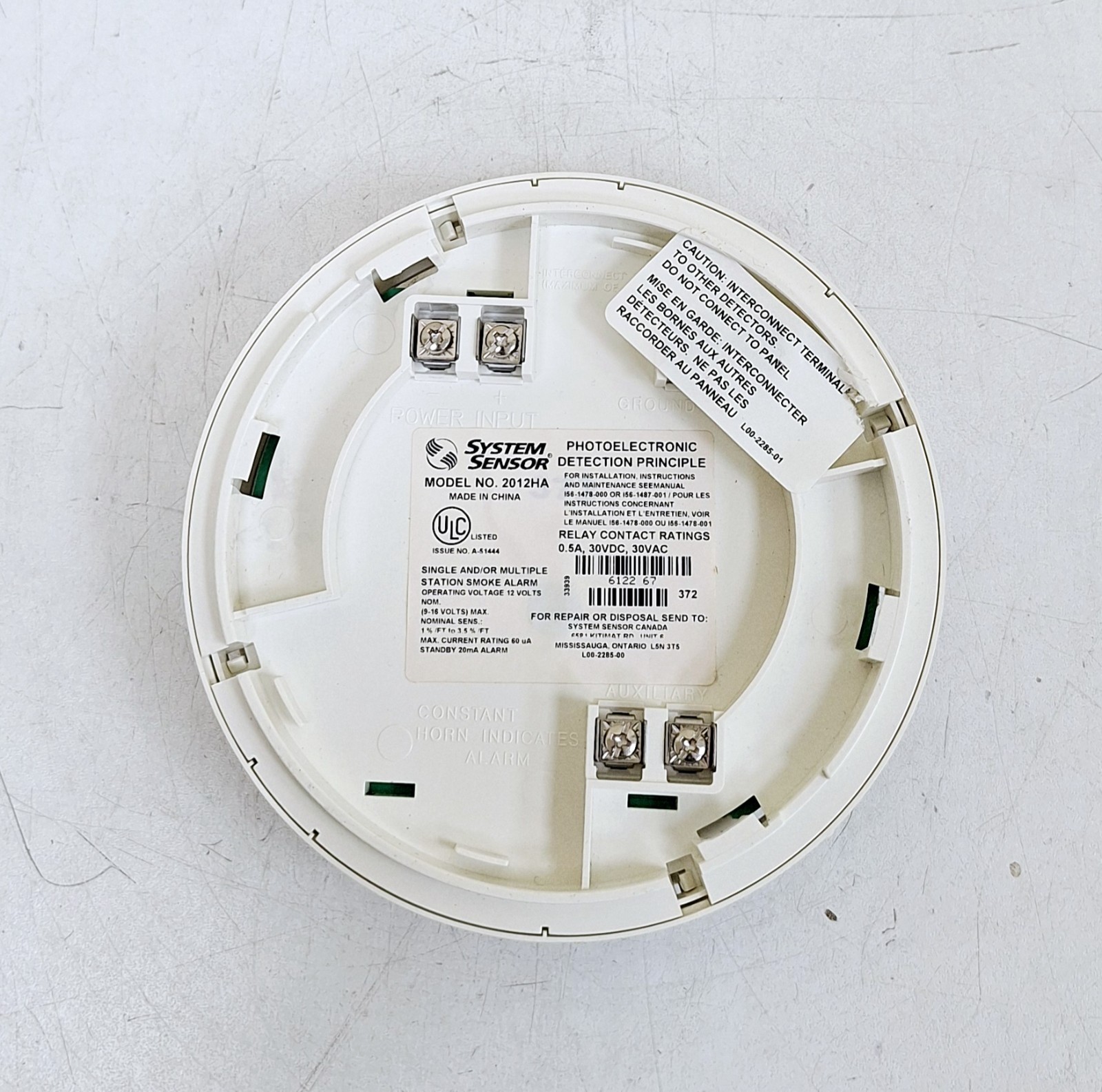 System Sensor 2012HA Photoelectronic Smoke Detector with 85 dB Temporal Horn