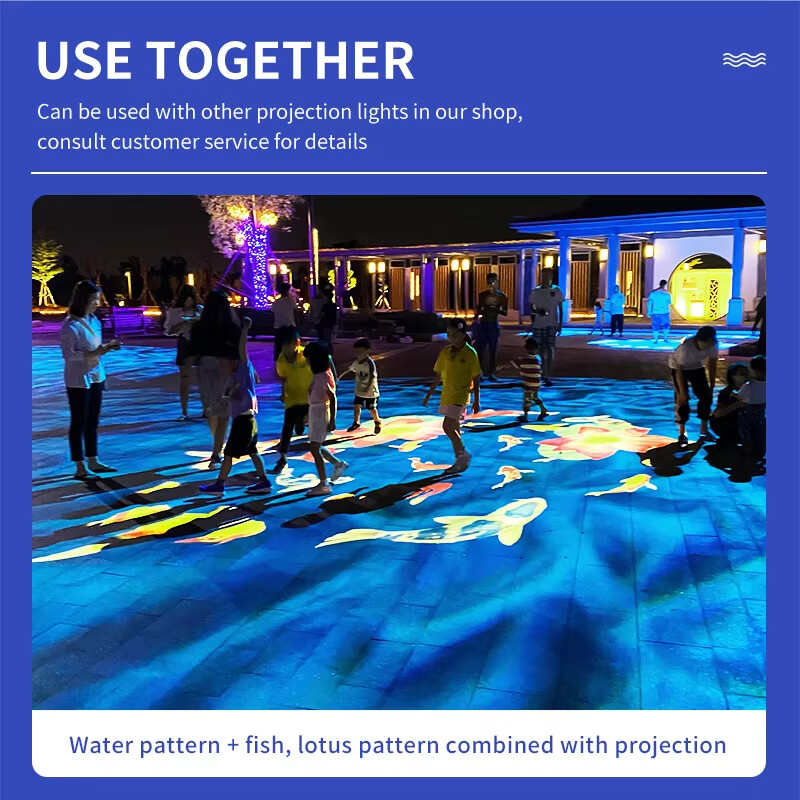 40W-600W 5-Color Cycling IP67 Water Wave Ripple Dynamic GOBO Projection Light