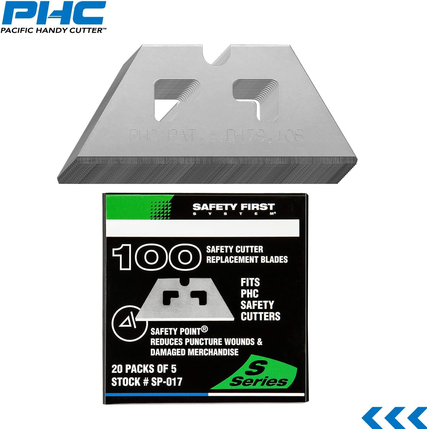 SP017 Safety Point Blade for Phc Safety Cutters, Pack of 100, Sharp Edge, Point