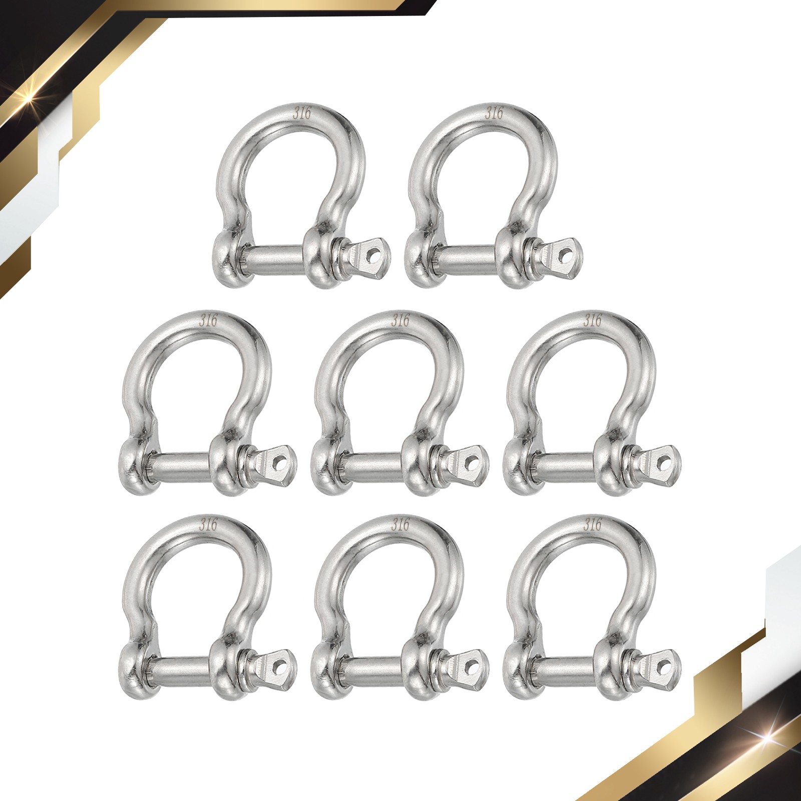8 x Screws Pin Shackle 3.9mm 1/8″ 220lb Forged Bow Shackle Marine Grade Silver