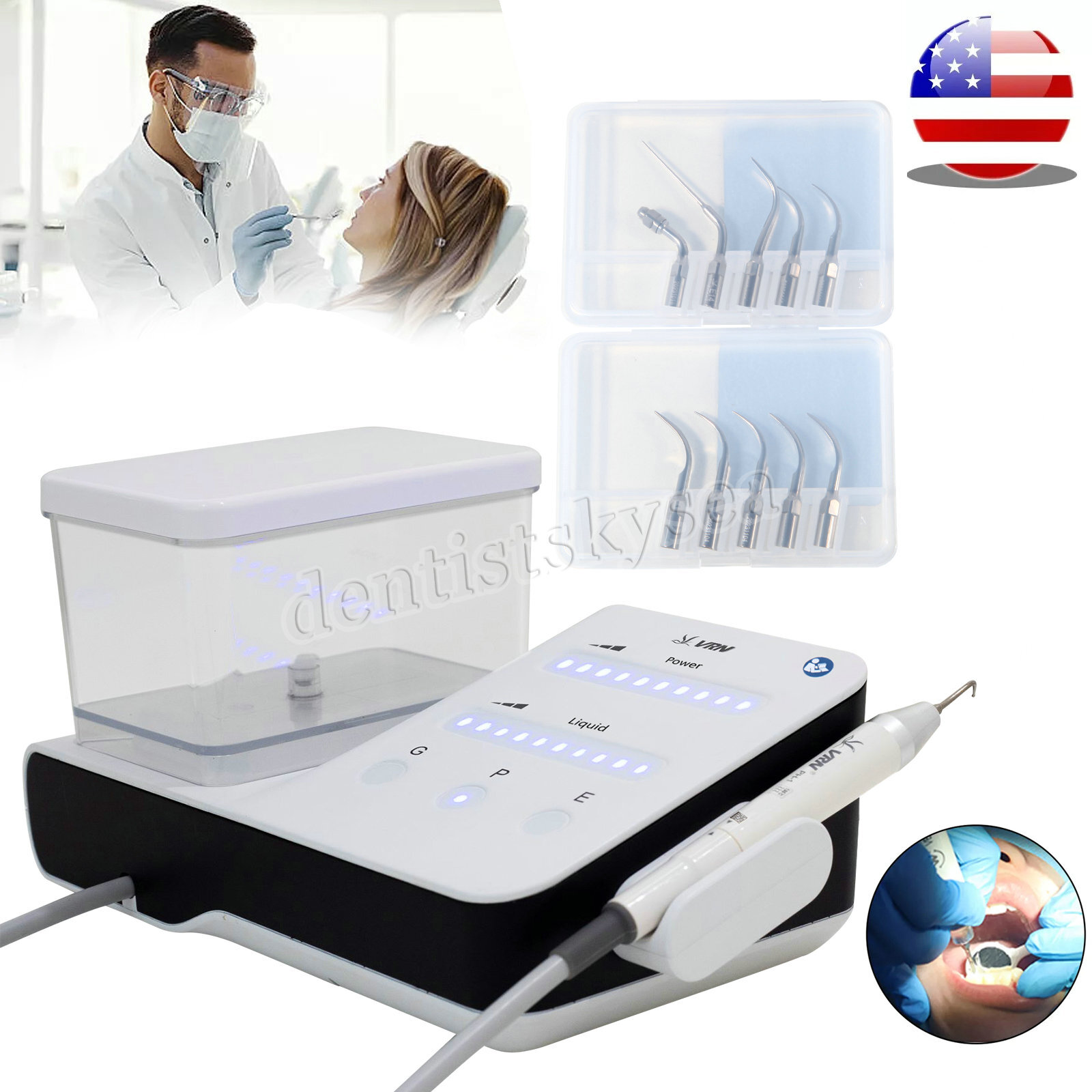 LED Dental Ultrasonic Piezo Scaler Handpiece Bottle Fit EMS Woodpecker + 10*Tips