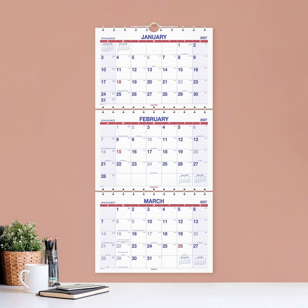 2026 At-A-Glance PMLF11-28 Move-A-Page 3-Month Wall Calendar