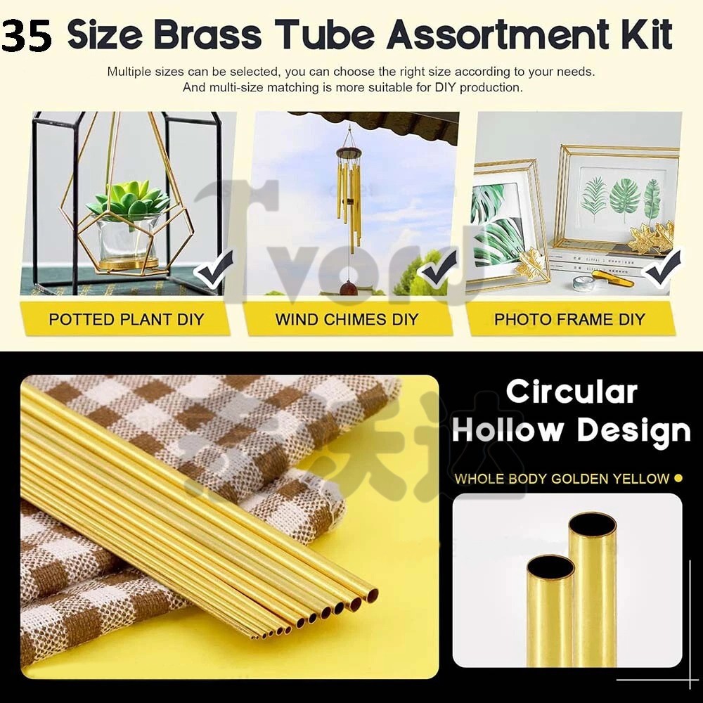 Brass Tube Round 2mm 3mm 4mm 5mm 6mm 7mm 8mm 10mm 12mm 14mm 15mm O.D. x 200mm