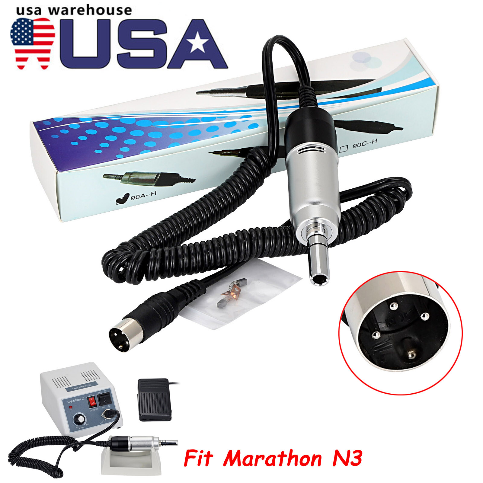 35K RPM E-type Dental Low Speed Micromotor Handpiece for Polishing Machine USA