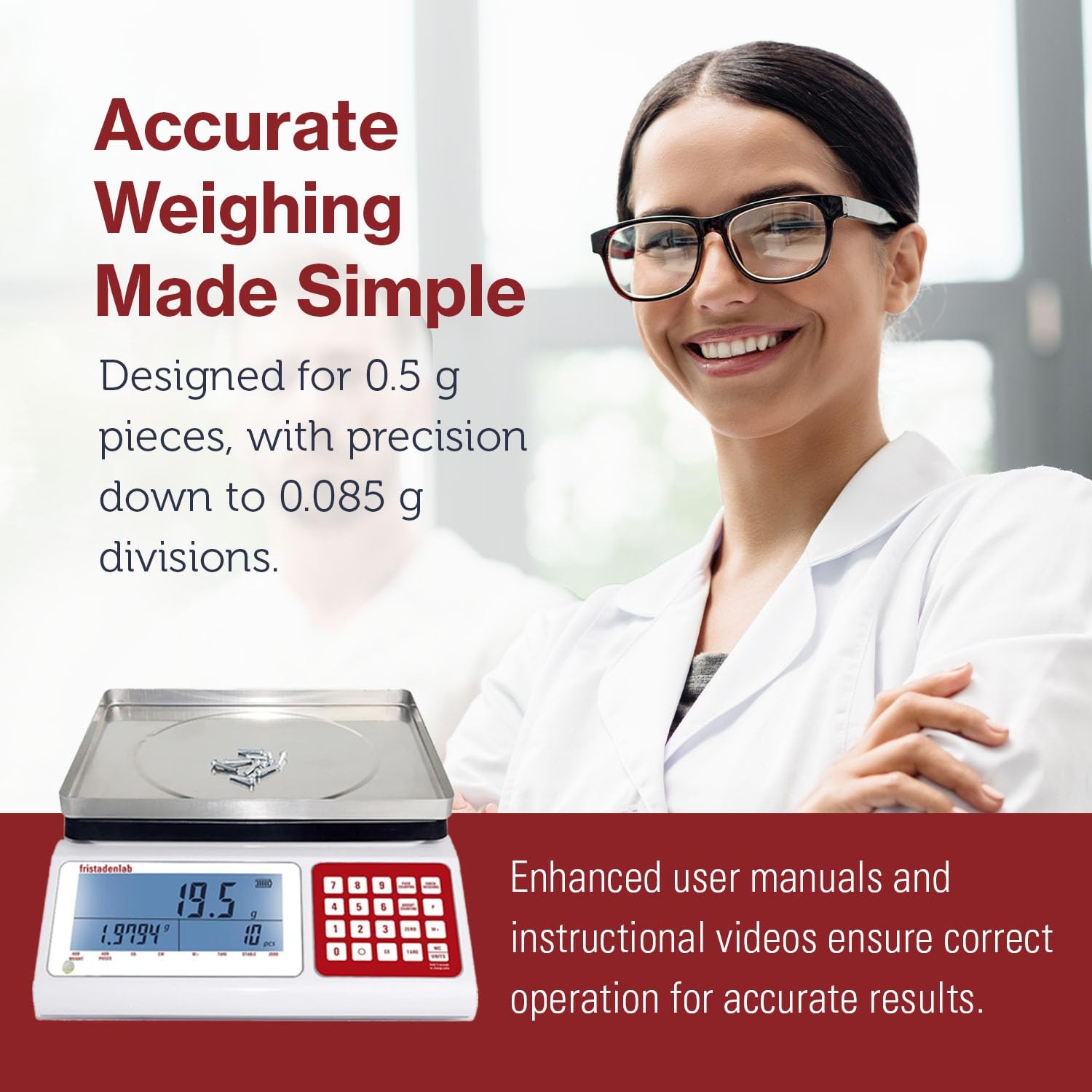 Industrial Counting Scale – 30kg x 0.5g | Fristaden Lab | Units: g, lbs, oz, kg