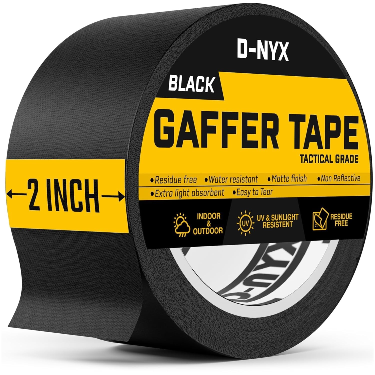Gaffer Tape 2 Inch x 1 Pack Black Gaffing Tapes, Heavy Duty No Residue, Matte
