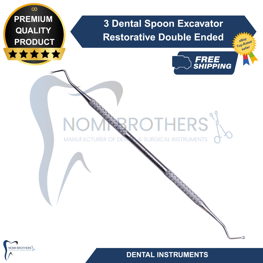 Set of 3 Dental Spoon Excavator Restorative Double Ended Surgical Instruments CE