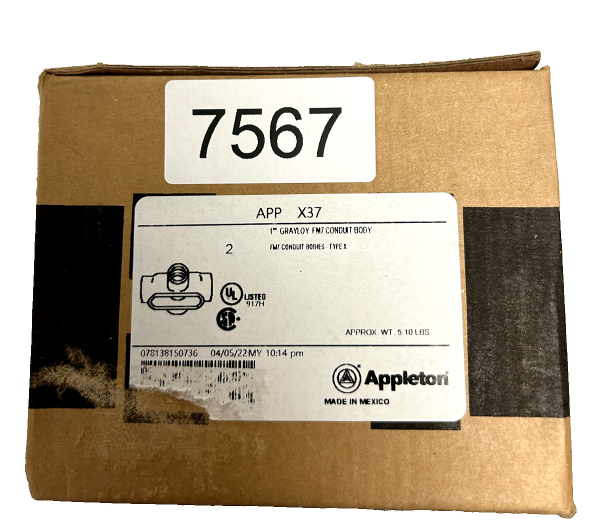Appleton APPX37 1″ Grayloy FM7 Conduit Body