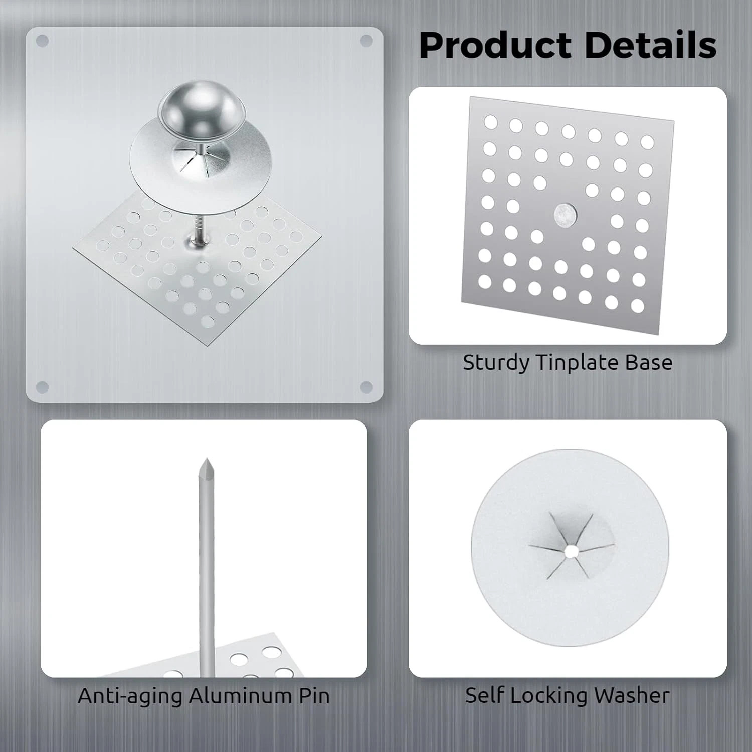 300 Pcs Insulation Pins with Washers & Dome Caps, Wall & Ceiling Fasteners