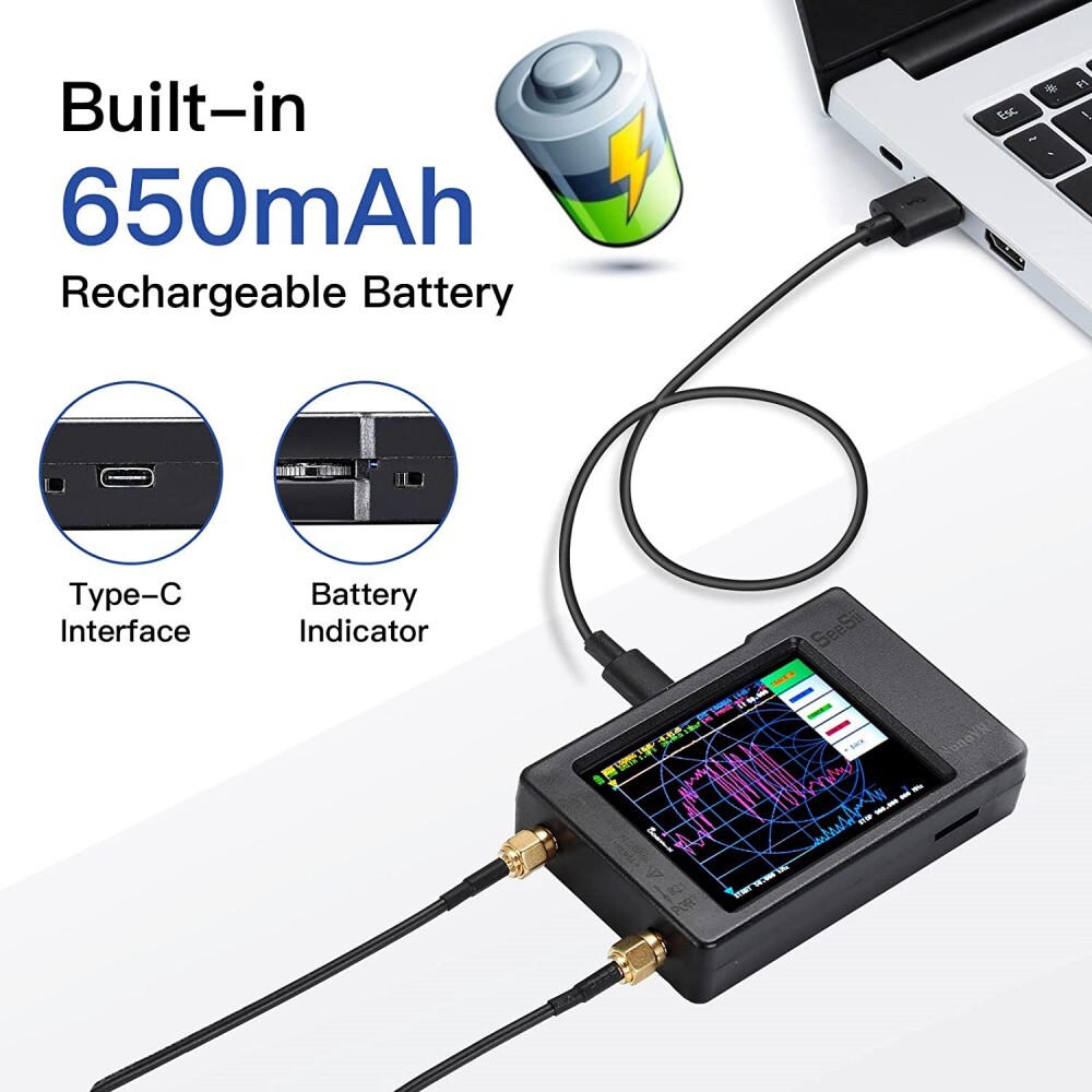 Nano VNA Vector Network Analyzer 50KHz-900MHz Antenna Analyzer 2.8″ Touch Screen
