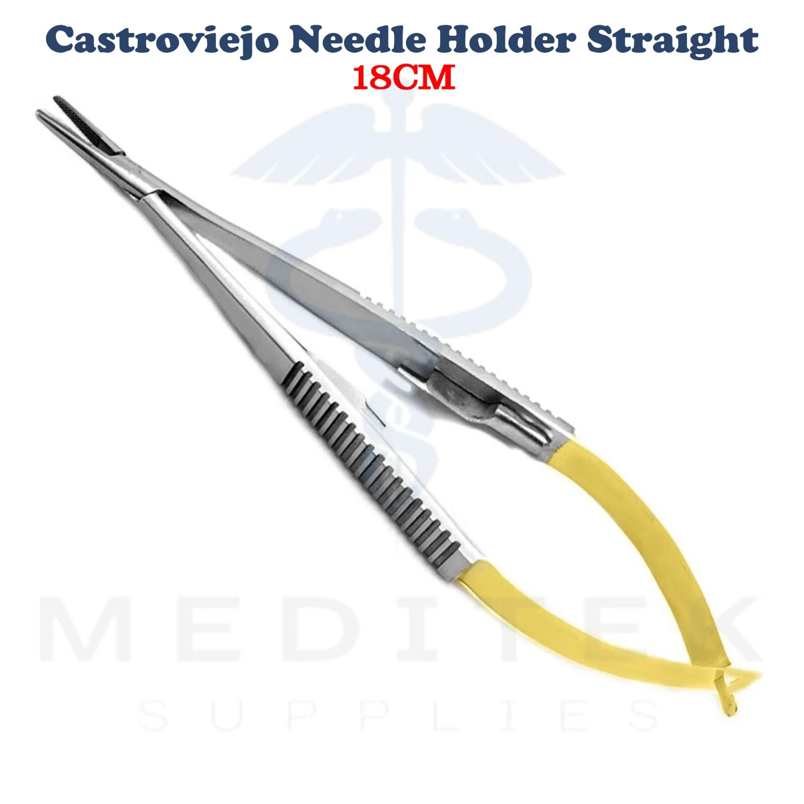 TC Castroviejo Needle Holder 18CM Straight Long Ophthalmic Suture Forceps Dental