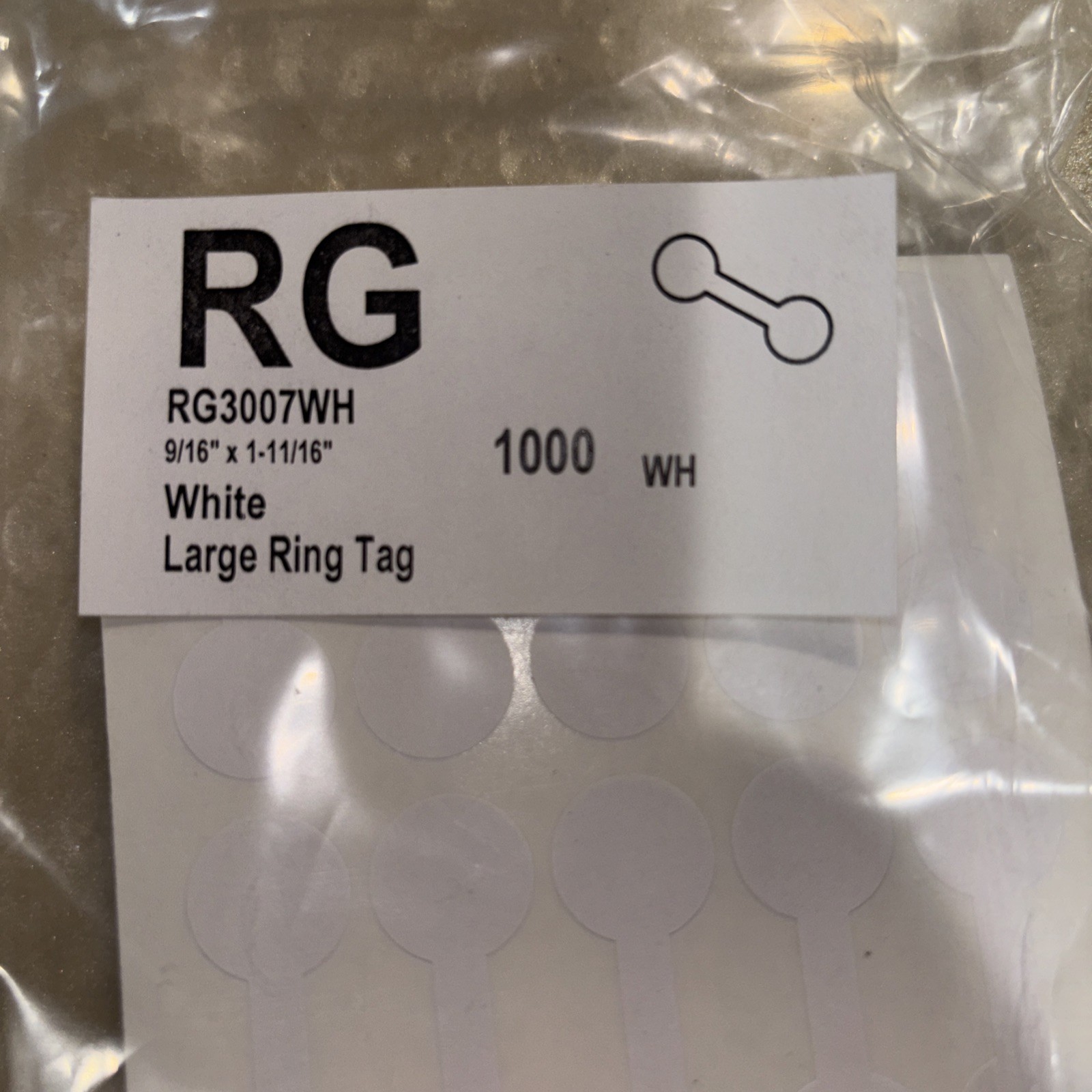 1000 Barbell Ring Tags Jewelry Tags White 9/16 X 1-11/16