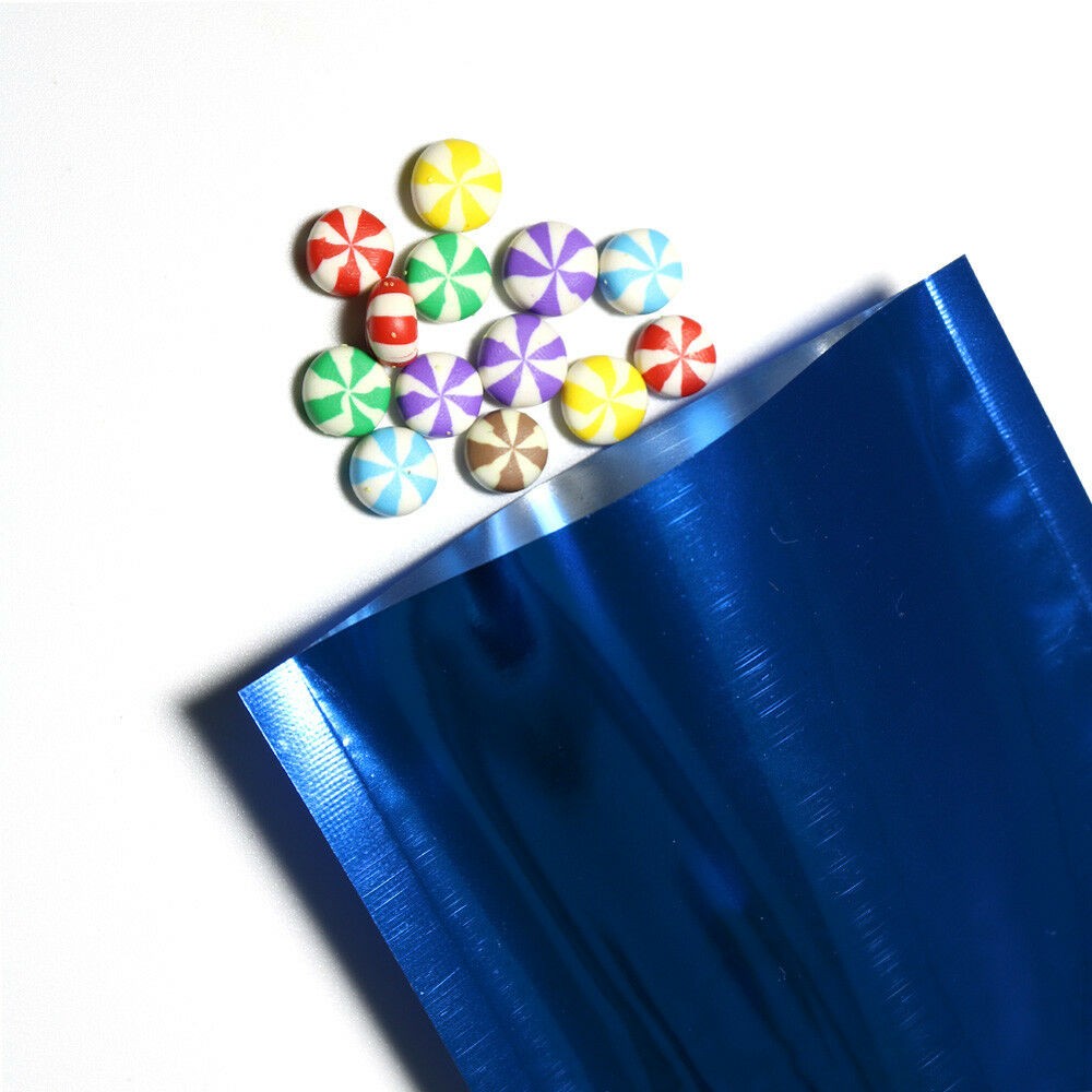 Blue Metallic Empty Top Mylar Pouches Durable Sealable Packing Bag Various Sizes