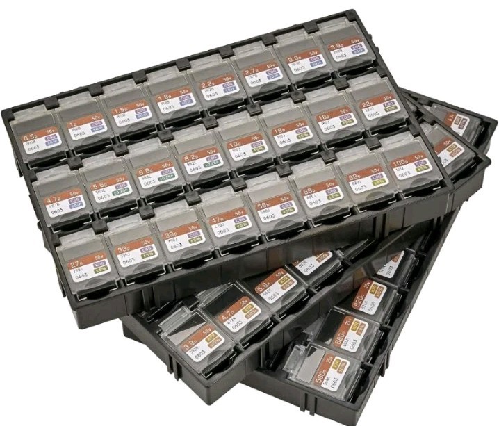 Guanruixin Chip Capacitor Design Kit EIA 0603 Size 72 Values, 0.5pF-22uF 2880PCS
