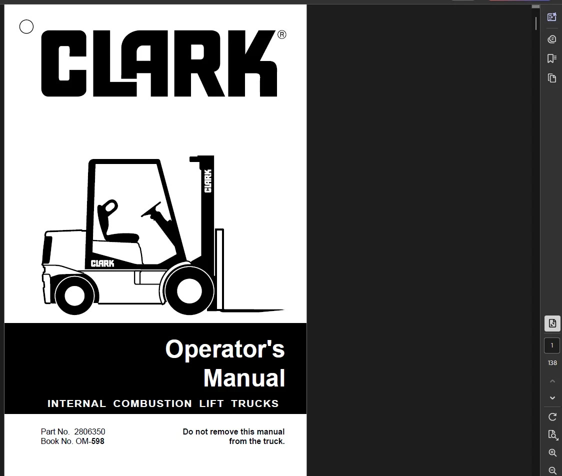 CLARK CMP50L FORKLIFT OPERATORS SERVICE REPAIR SHOP MANUAL PDF ON USB