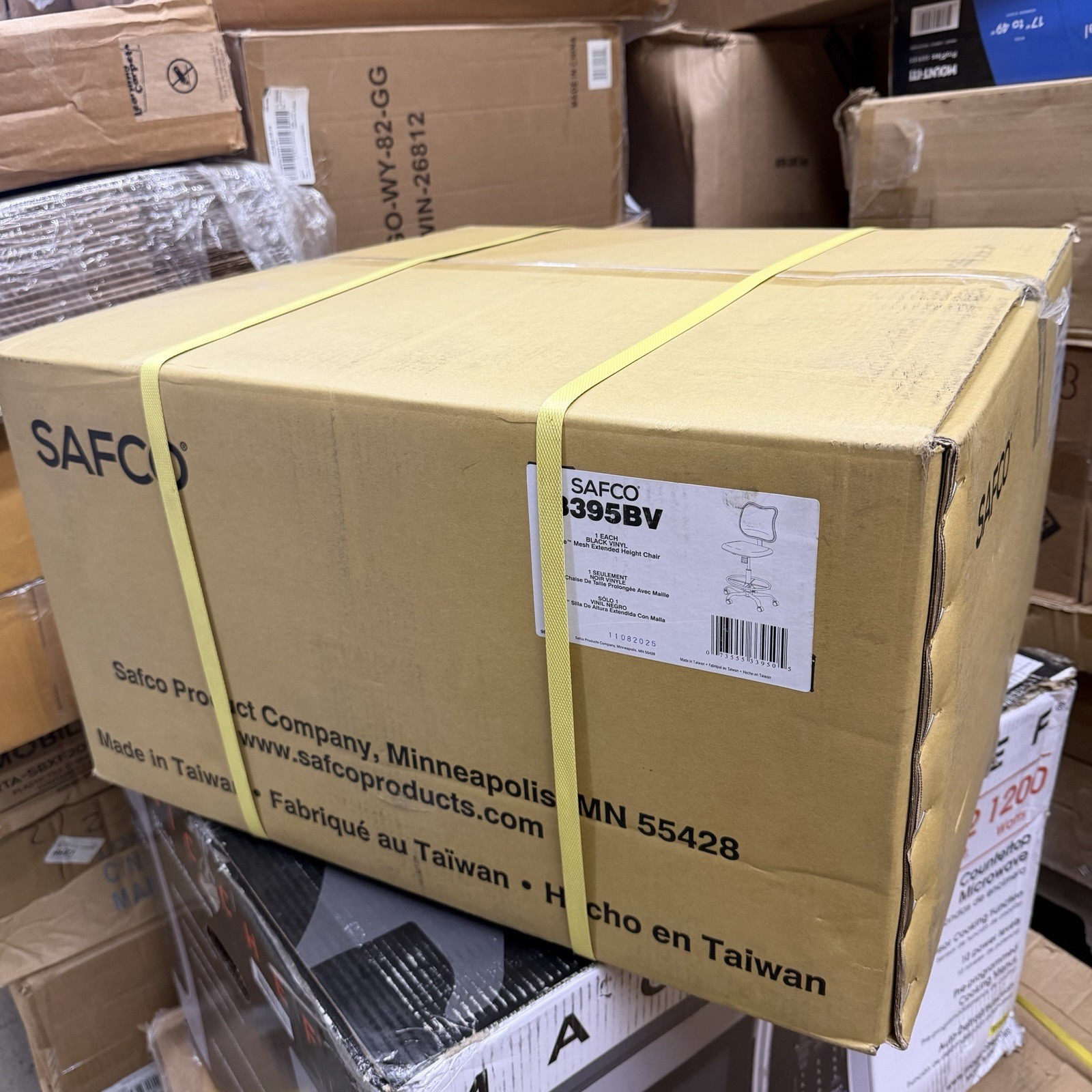 Safco 3395BV Extended-height Vinyl Chair Black Seat 250 lb Capacity