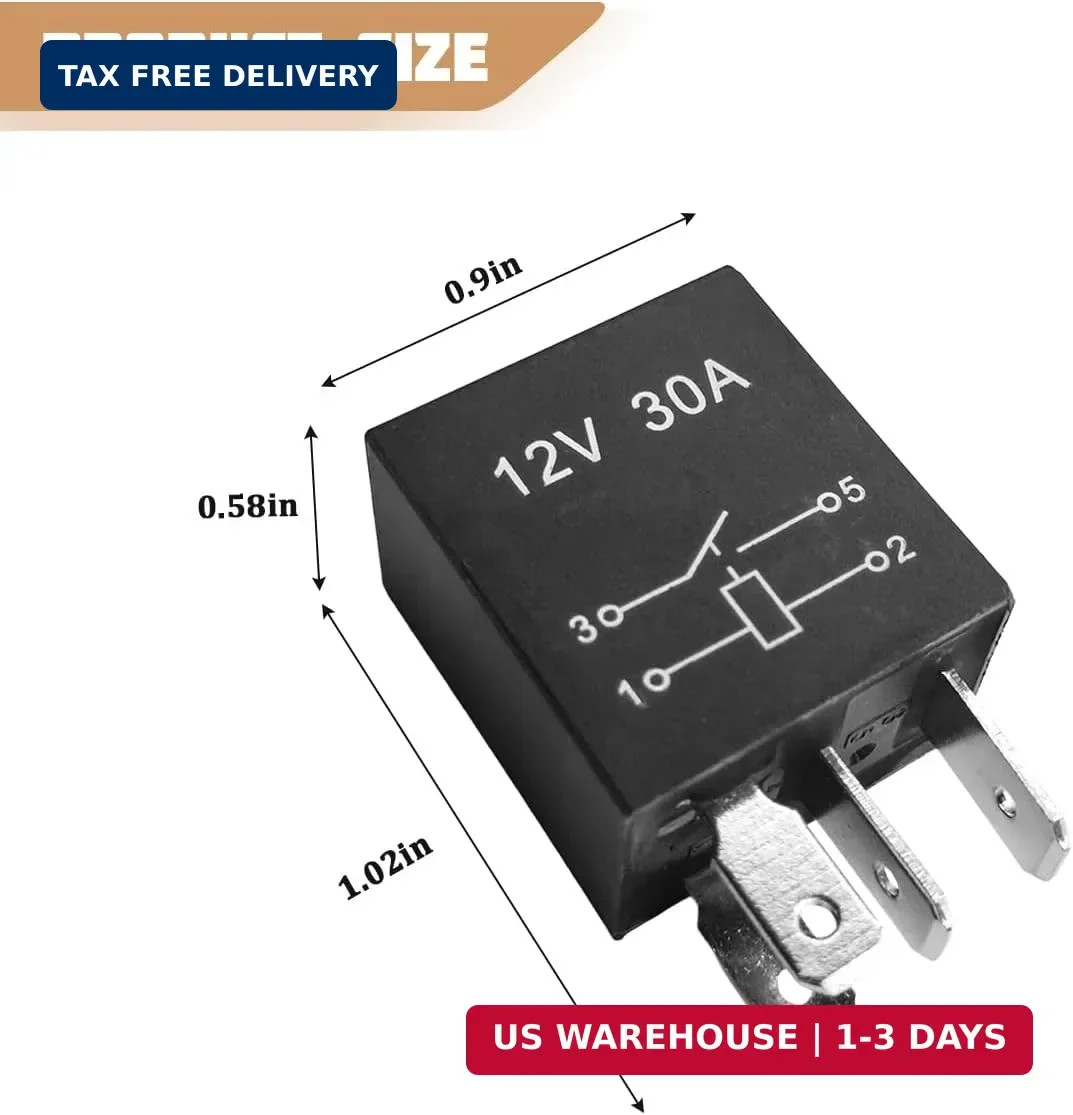 2PCS Car Starter Relay, 4 Pin 12V 30A Waterproof Vehicle Engine Standard Relays,