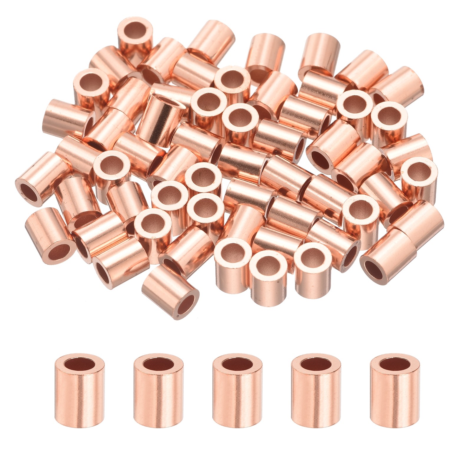 7/64″ (2.8mm) Wire Rope Stop Sleeve, 60 Pcs Copper Crimping Loops Sleeve