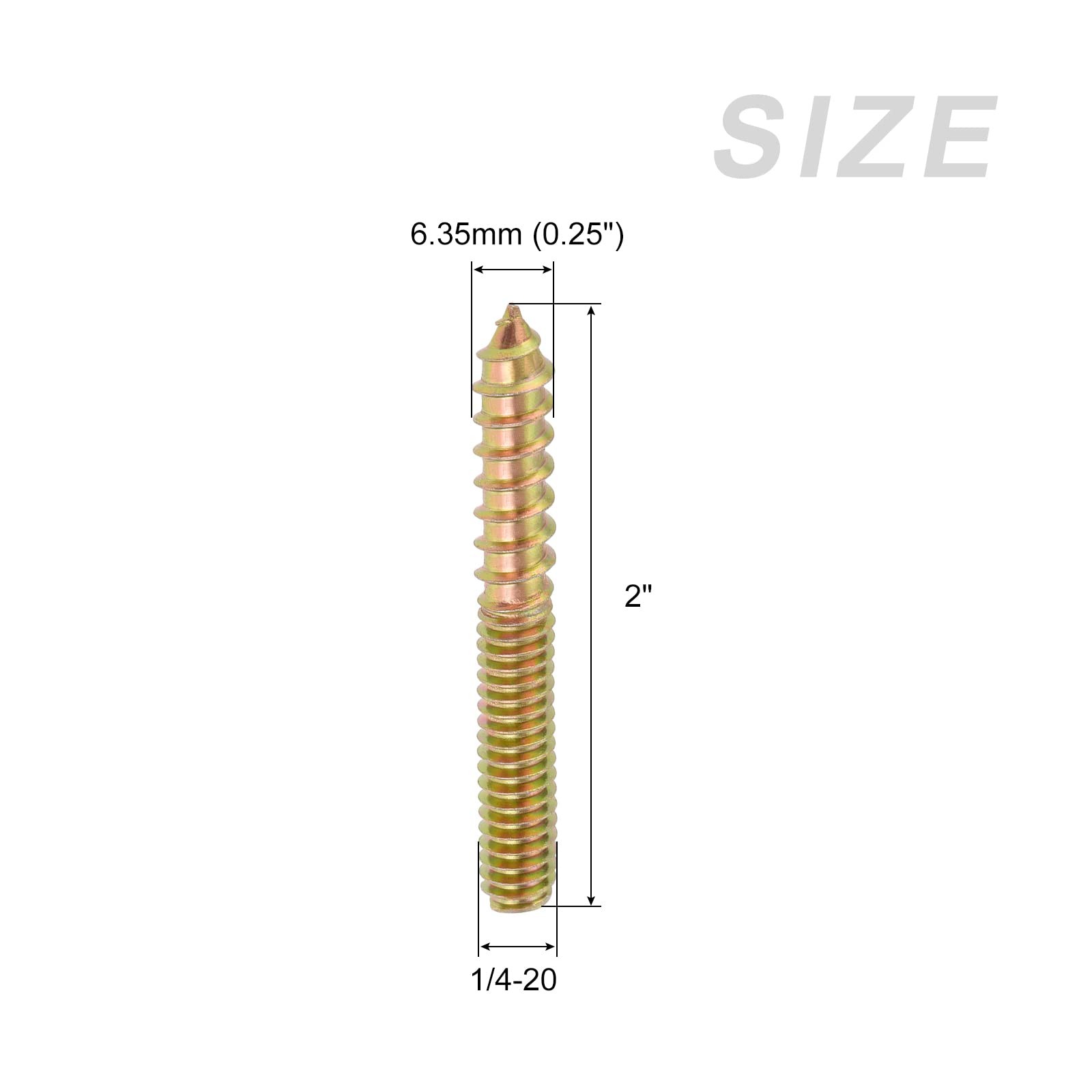 METALLIXITY Double Ended Screws (1/4-20×2 Inch) 20pcs, Hanger Bolts Self-Tapping