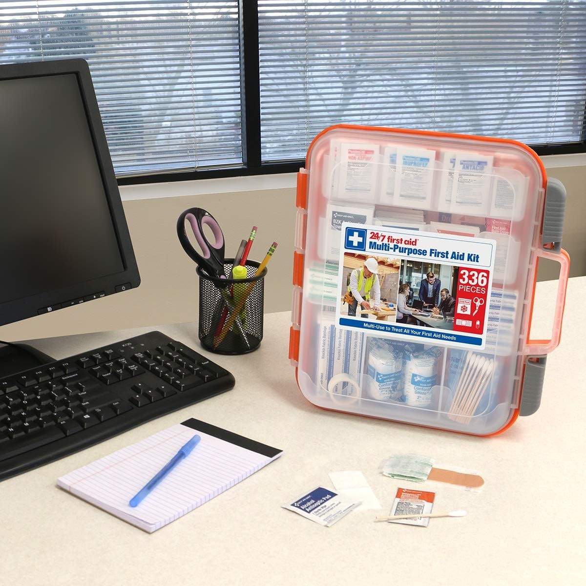 OSHA Compliant 336-Pc First Aid Kit for 100 People, Home/Office/Car