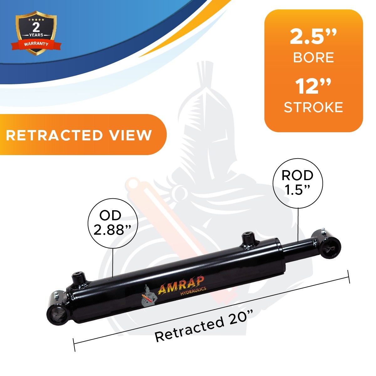 2.5″ Bore 12″ Stroke Hydraulic Cylinder Welded Cross Tube Double Acting – 2.5×12