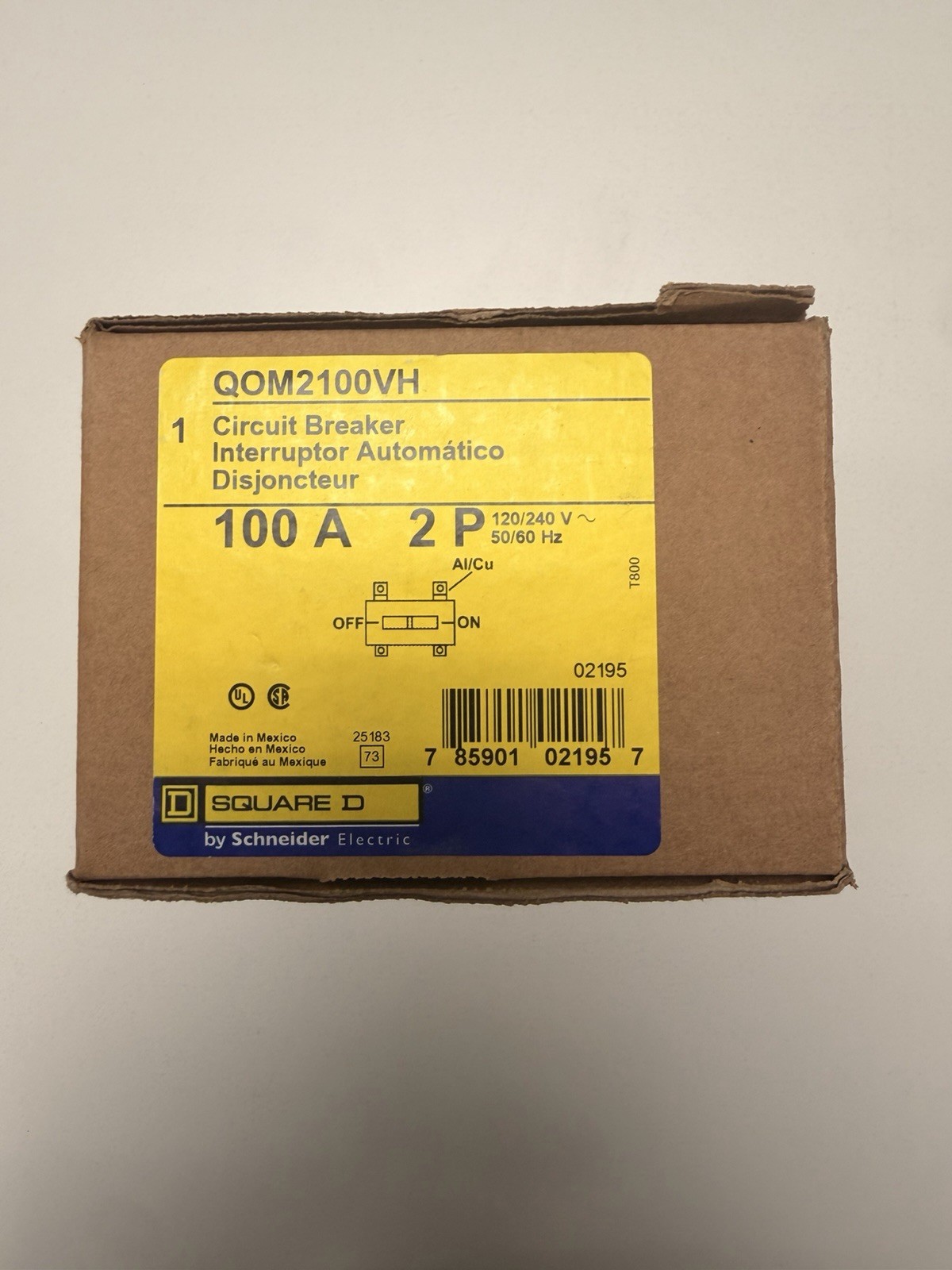 Square D QOM2100VH 100A 2-Pole Main Breaker New