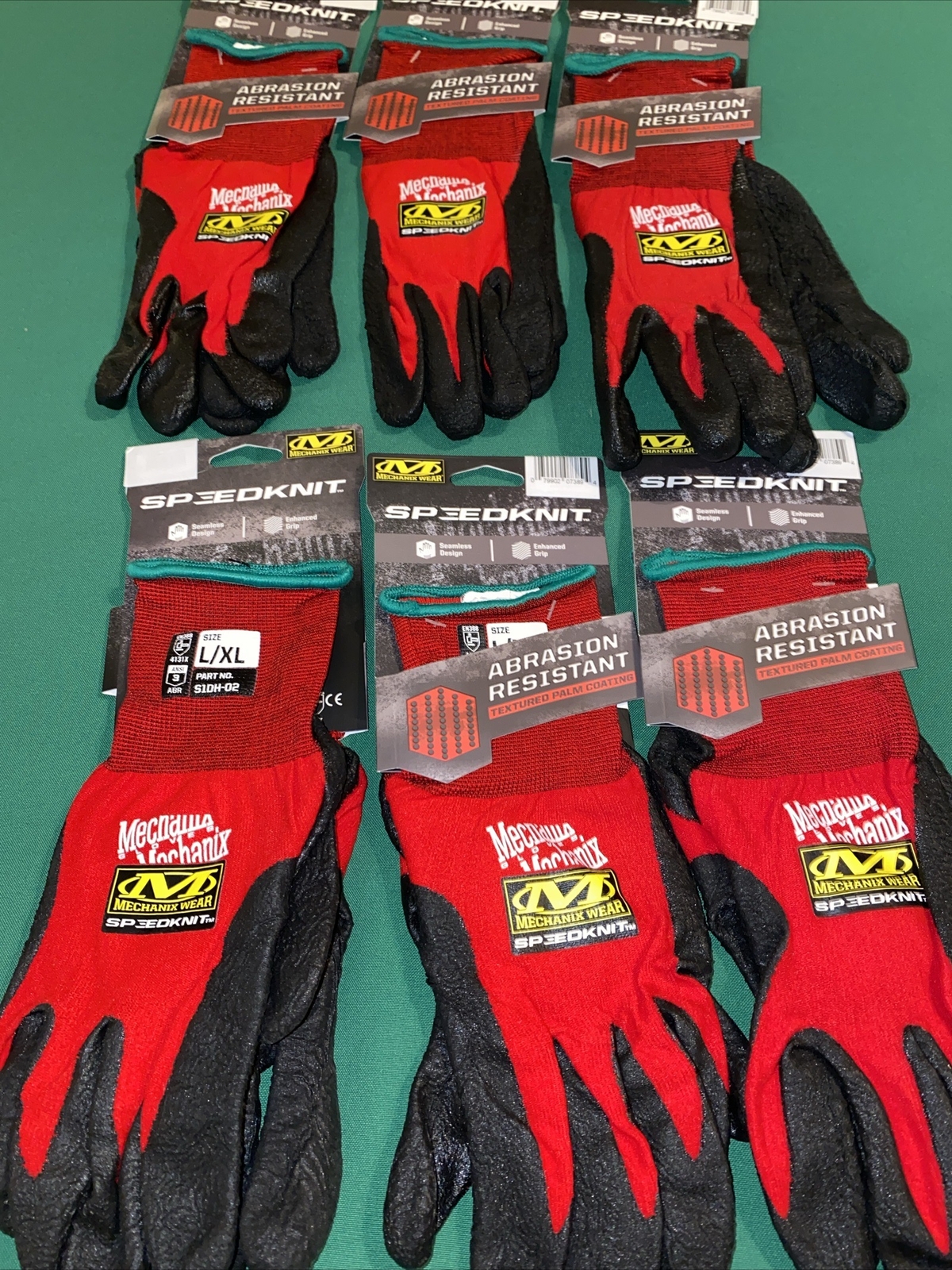 Mechanix Wear speed knit L/XL ABRASION RESISTANT (LOT OF 6 PAIR) NITRILE GLOVES