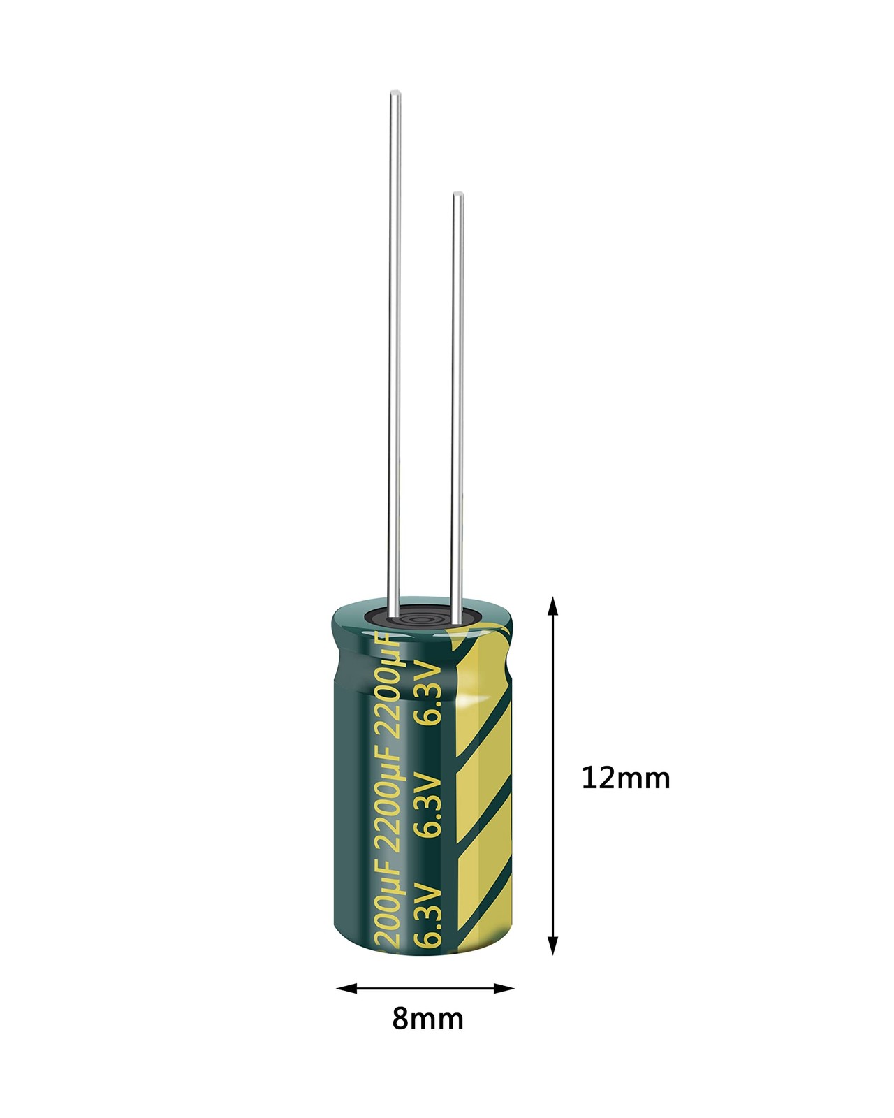 10psc 6.3V 2200UF Capacitor 8x16MM(0.31×0.63in) High Frequency Aluminum Elect…
