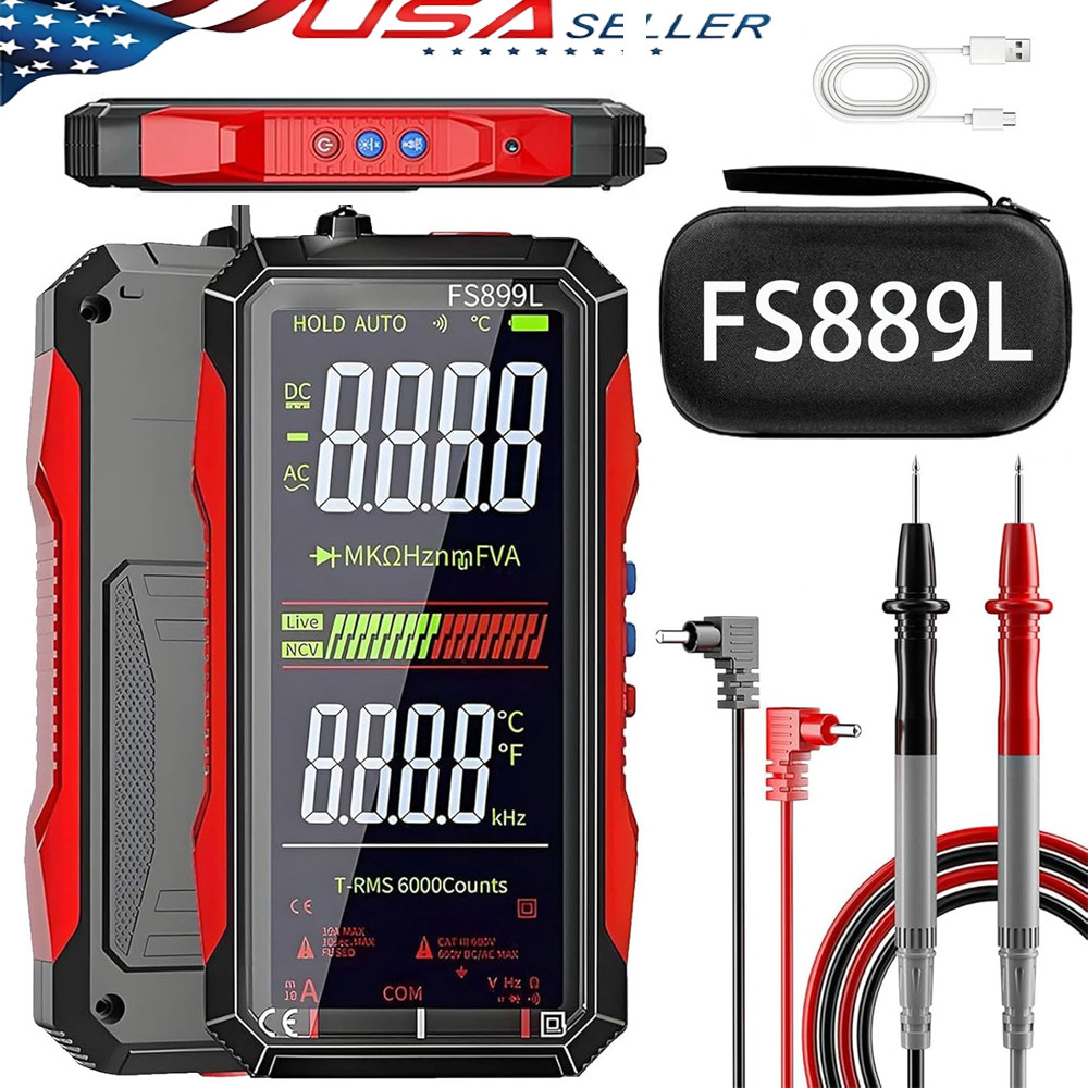 FS899L Digital Multimeter with Color Screen & Storage Case, USB Rechargeable HOT