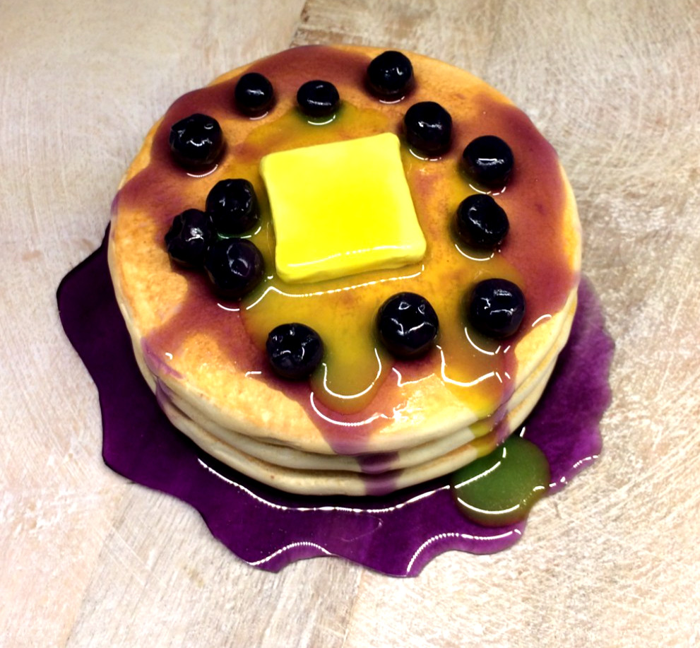 Faux/Fake Blueberry Pancakes Melting Butter & Syrup Breakfast Food Display Prop