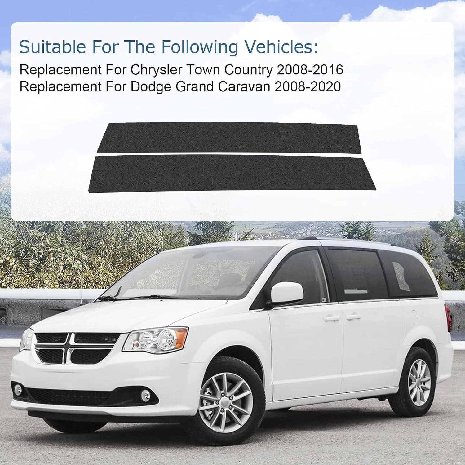 B Pillar Side Molding Windshield Outer Trim for 2008-2020 Dodge Caravan