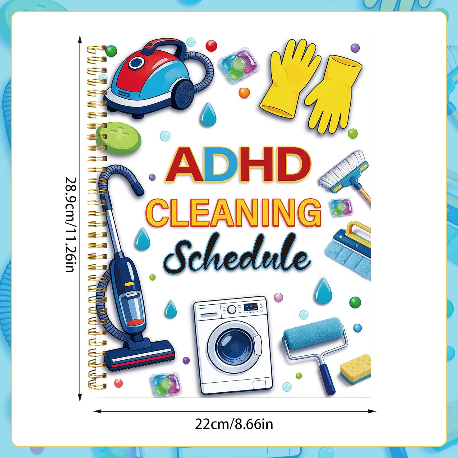 Reusable ADHD Cleaning Planner for Adults Teens, ADHD Daily Cleaning Schedule Ch