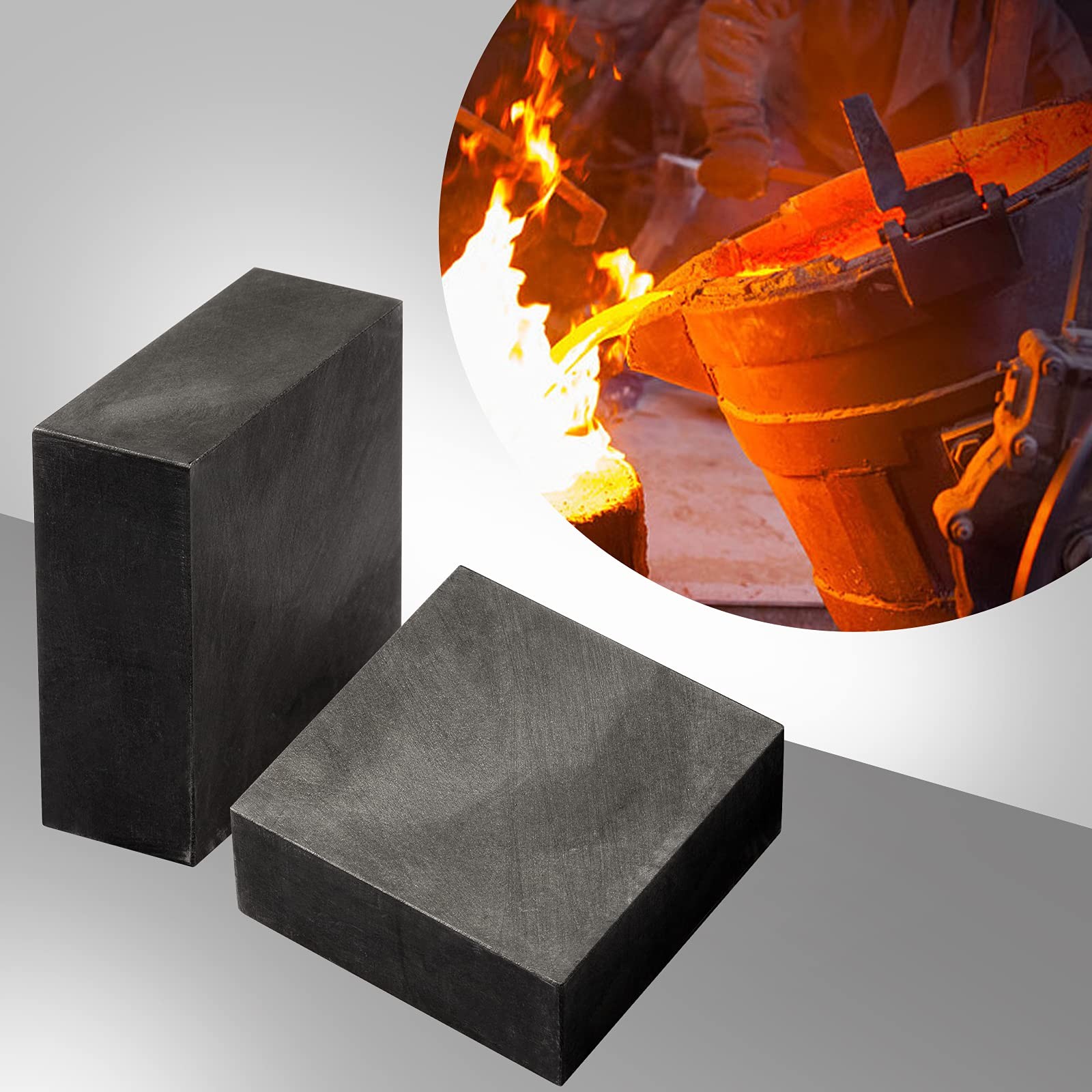2 Packs Graphite Ingot Block 99.9% High Purity EDM Plate Gold,Silver