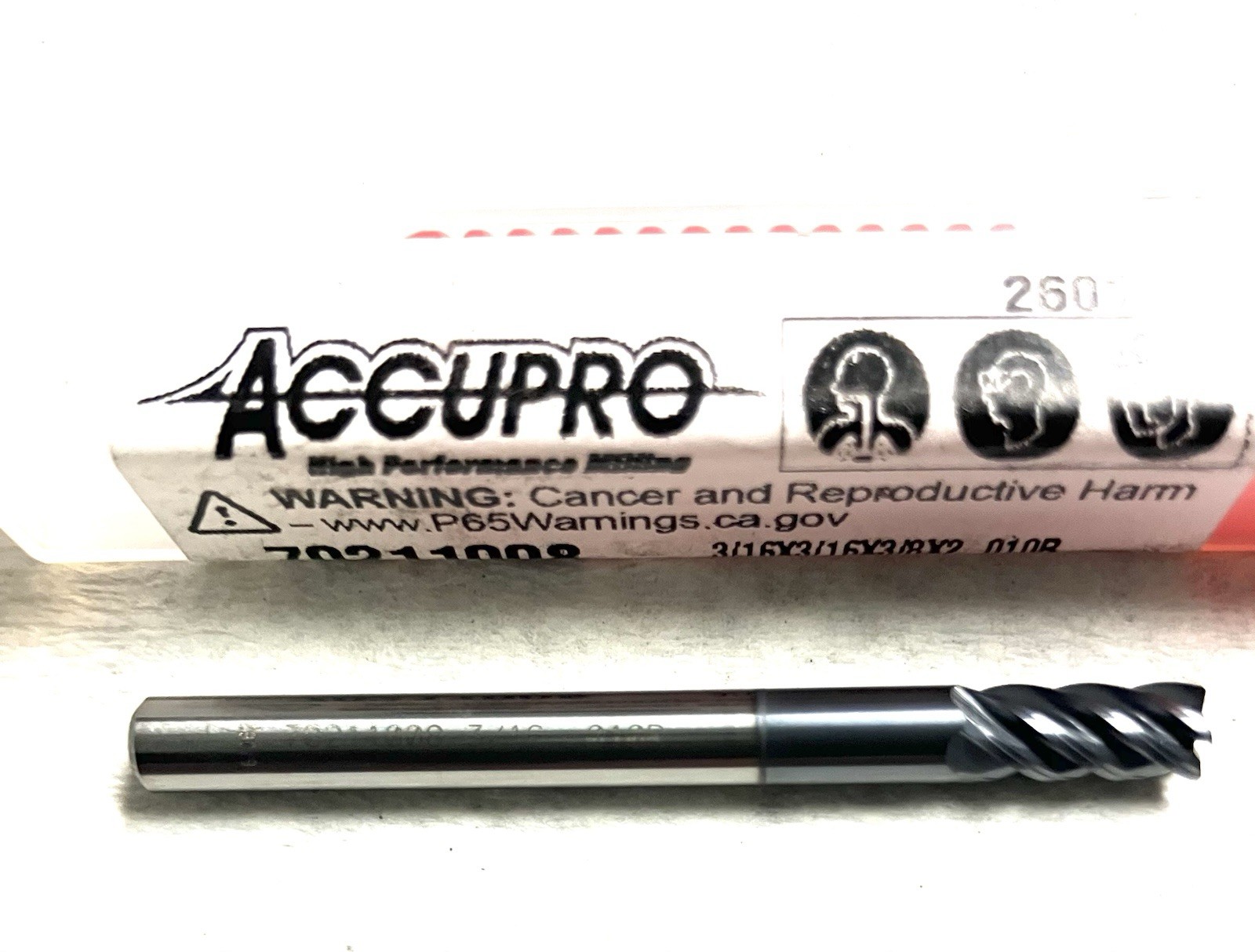 5PC Accupro 70211008 3/16″ 5FL Corner Radius End Mill .01R Solid Carbide AlTiN