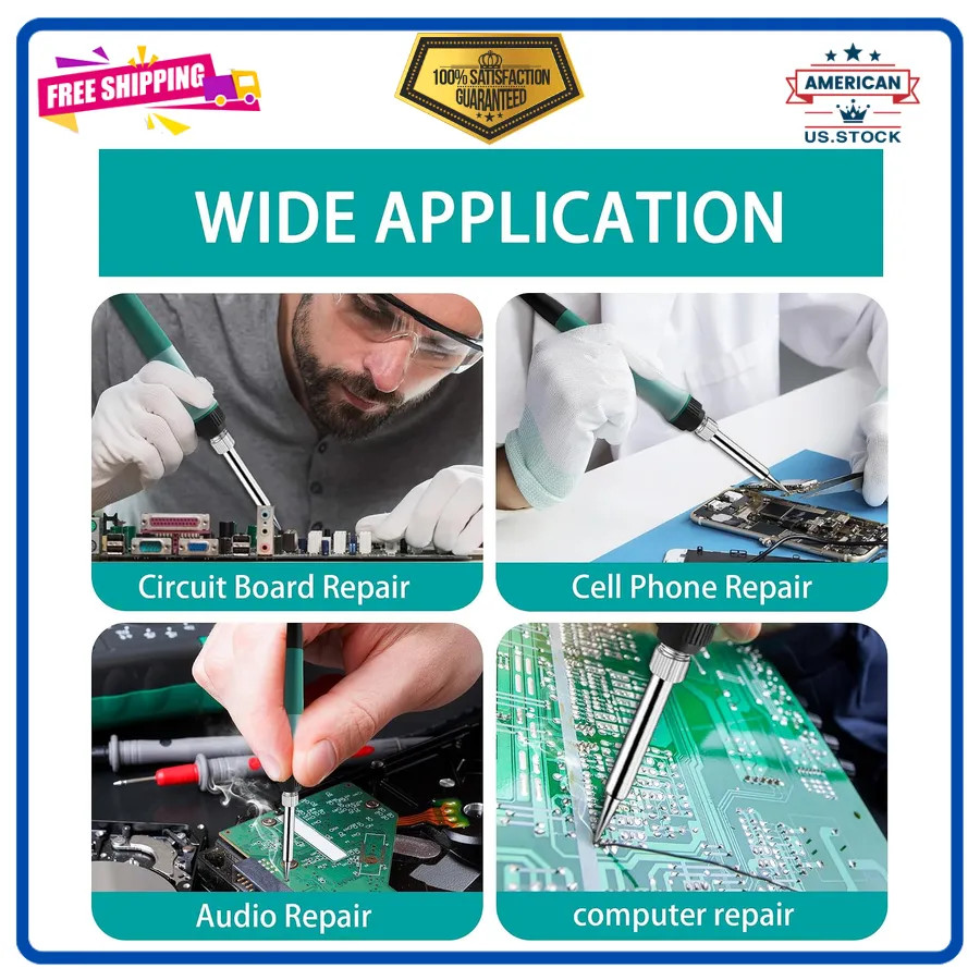 75W Digital Soldering Station Adjustable Temp with 5 Tips and Repair Tools Kit