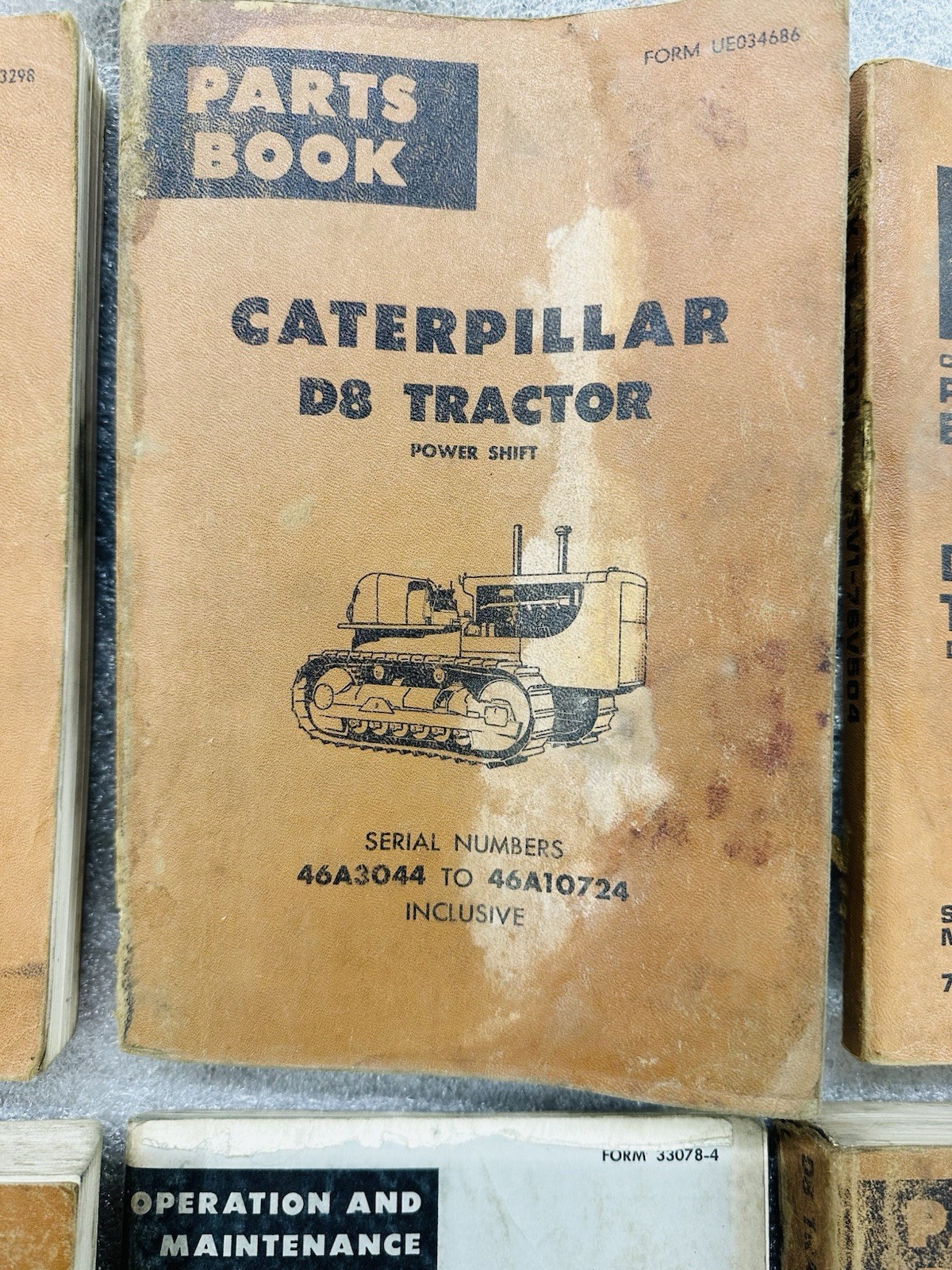 Caterpillar D8 D8K D8H Tractor Manual Operation Maint. & Parts Book – Lot of 6
