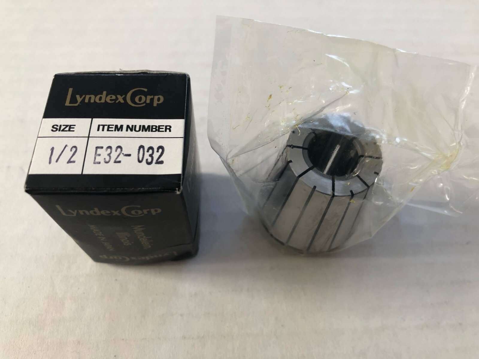 LYNDEX Collet E32-032, Round Face, 1/2 in Max. Body Dia., 40.00mm Overall
