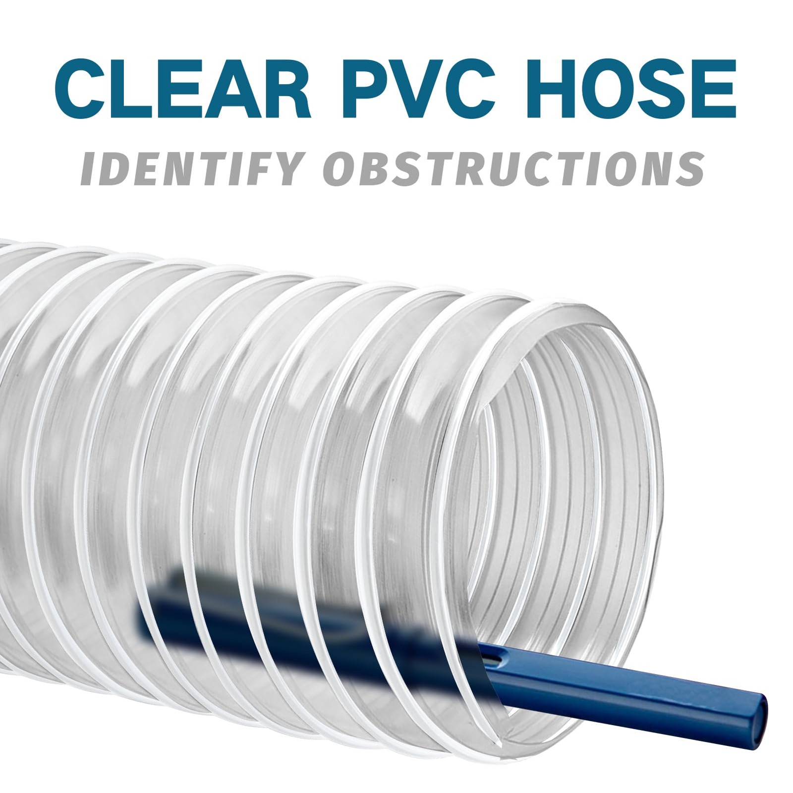 Qucship 2-1/2 x 10′ Heavy-Duty PVC Dust Collection Hose, Puncture-Resistant, Fle