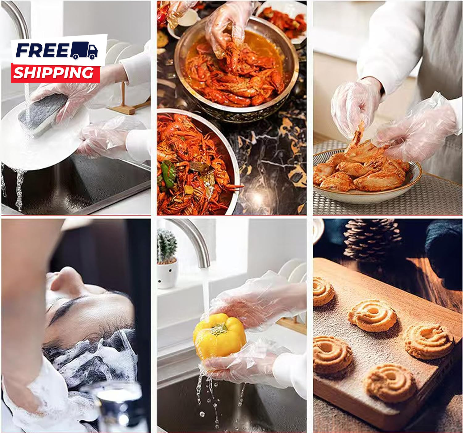 400 Count Disposable Poly Plastic Gloves for Cooking, Food Prep and Food Service