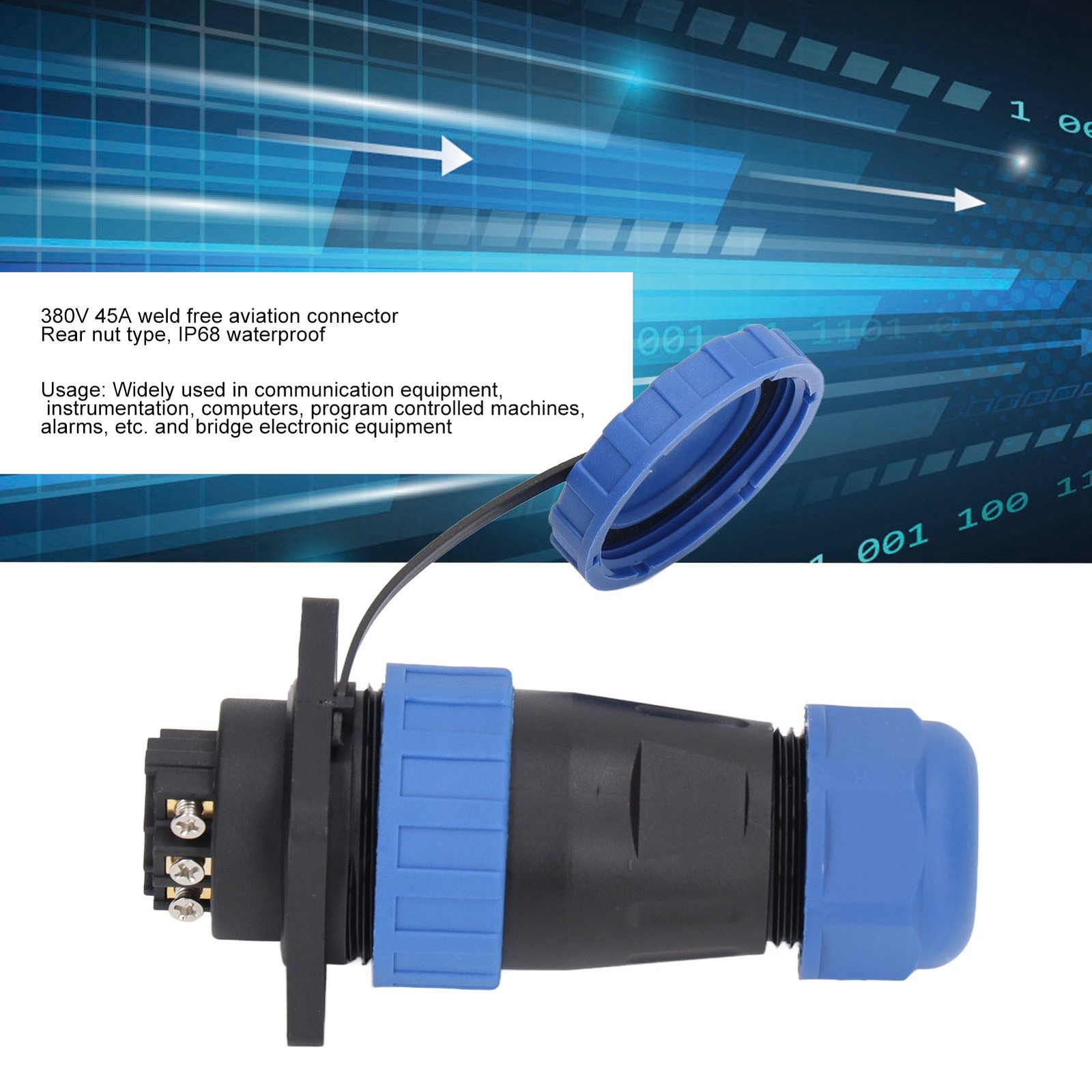 Waterproof Plug Socket Connector 380V 45A IP68 Waterproof Weld Free Aviation