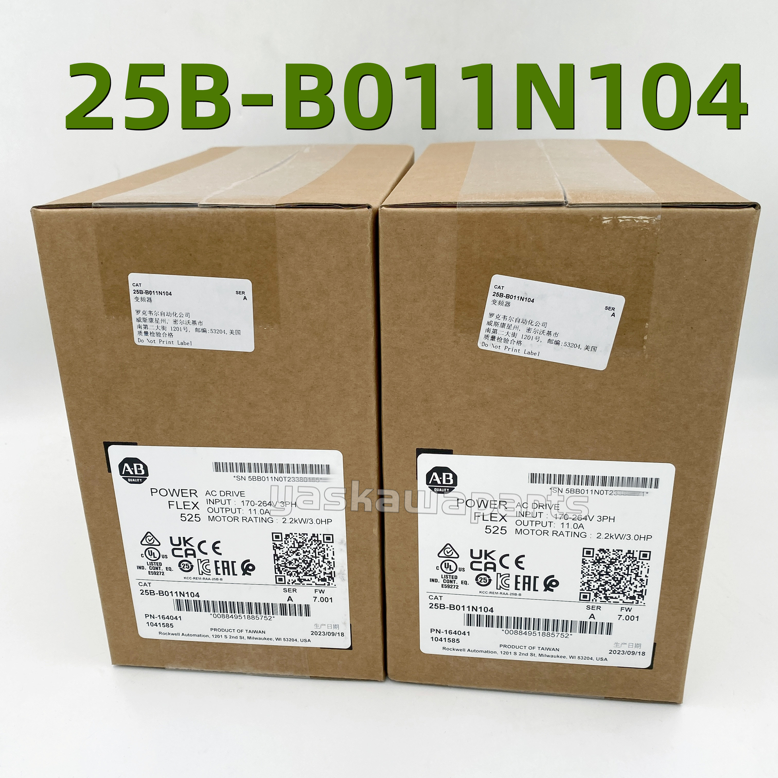 Allen-Bradley 25B-B011N104 AB 25BB011N104 SerA PowerFlex 525 AC Drive 3HP TX New