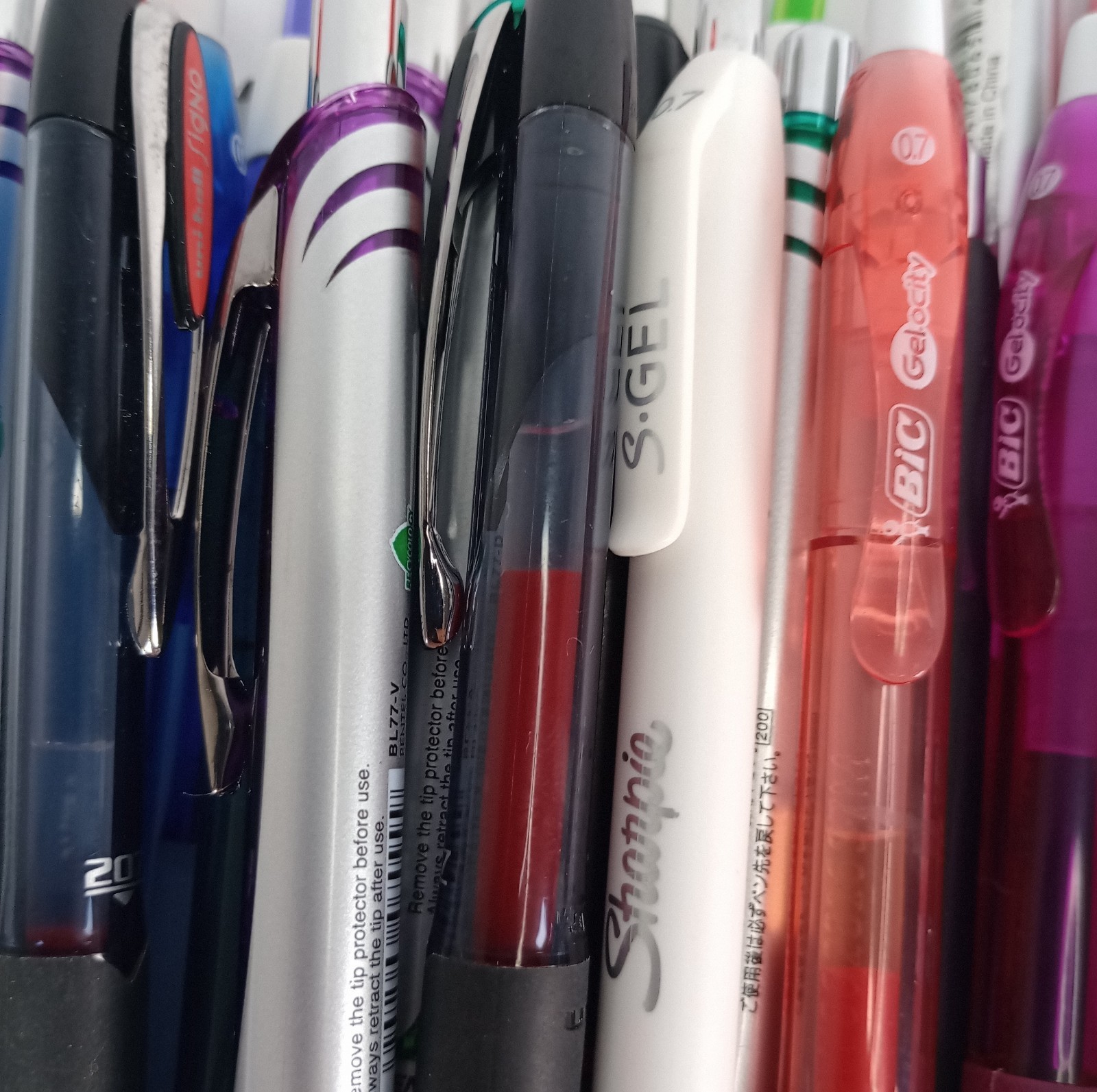 Lot 95 Name Brand Ink Pens Pilot G2 Uni-ball Vision Elite Sharpie S-Gel Tested